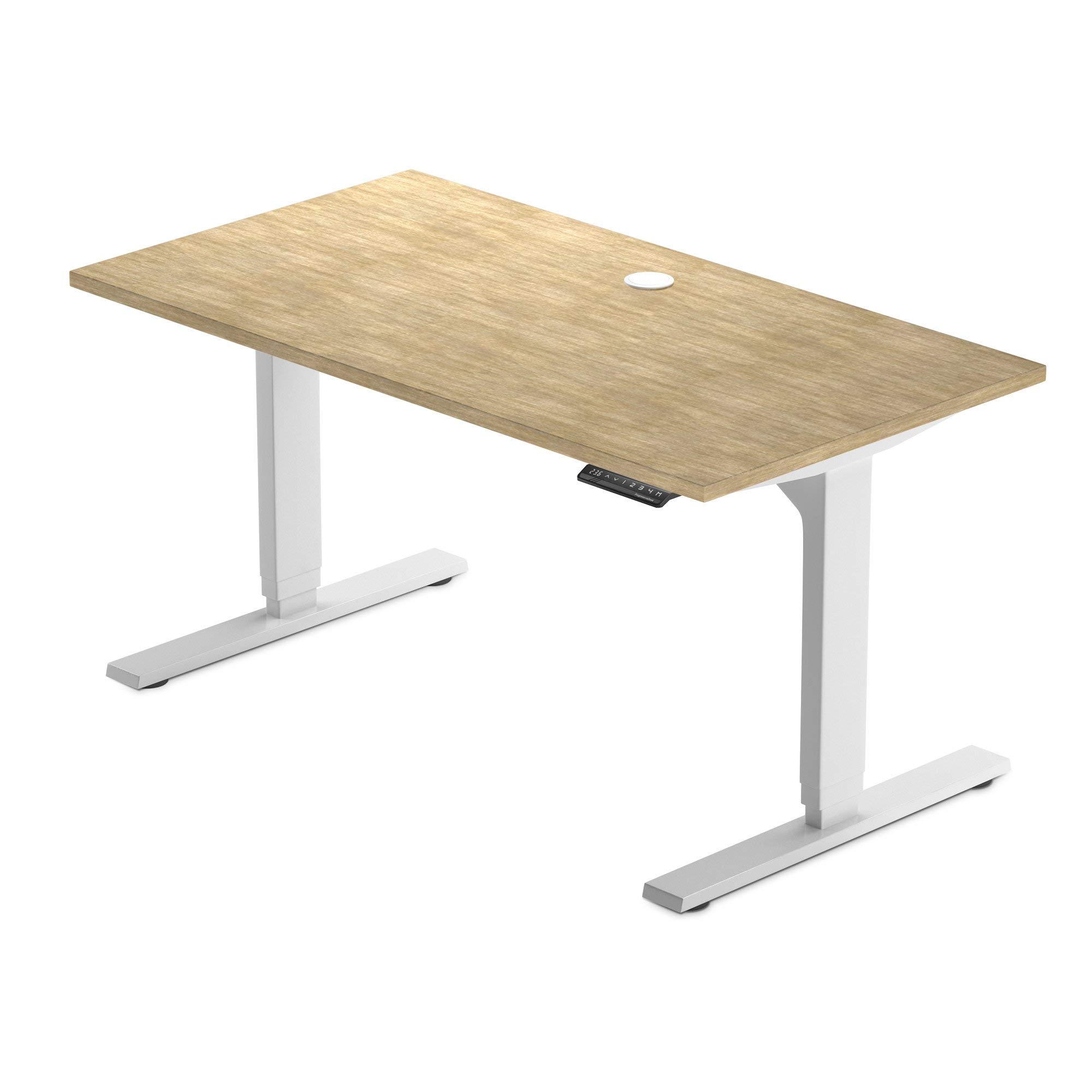 Progressive Automations Electric Standing Desk - Dual Motor Adjustable Height Sit Stand Desk (48x30 Inches) - Maple Wood Top with White Frame | Home Office & Workspace Solution
