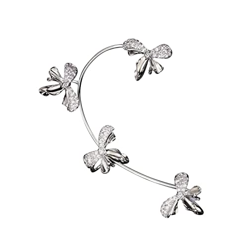Zircon Heart Statement Earrings for Women - Clip-On Cuff Earrings No Piercing Required - Pack of 2, Perfect for Parties, Weddings & Date Nights