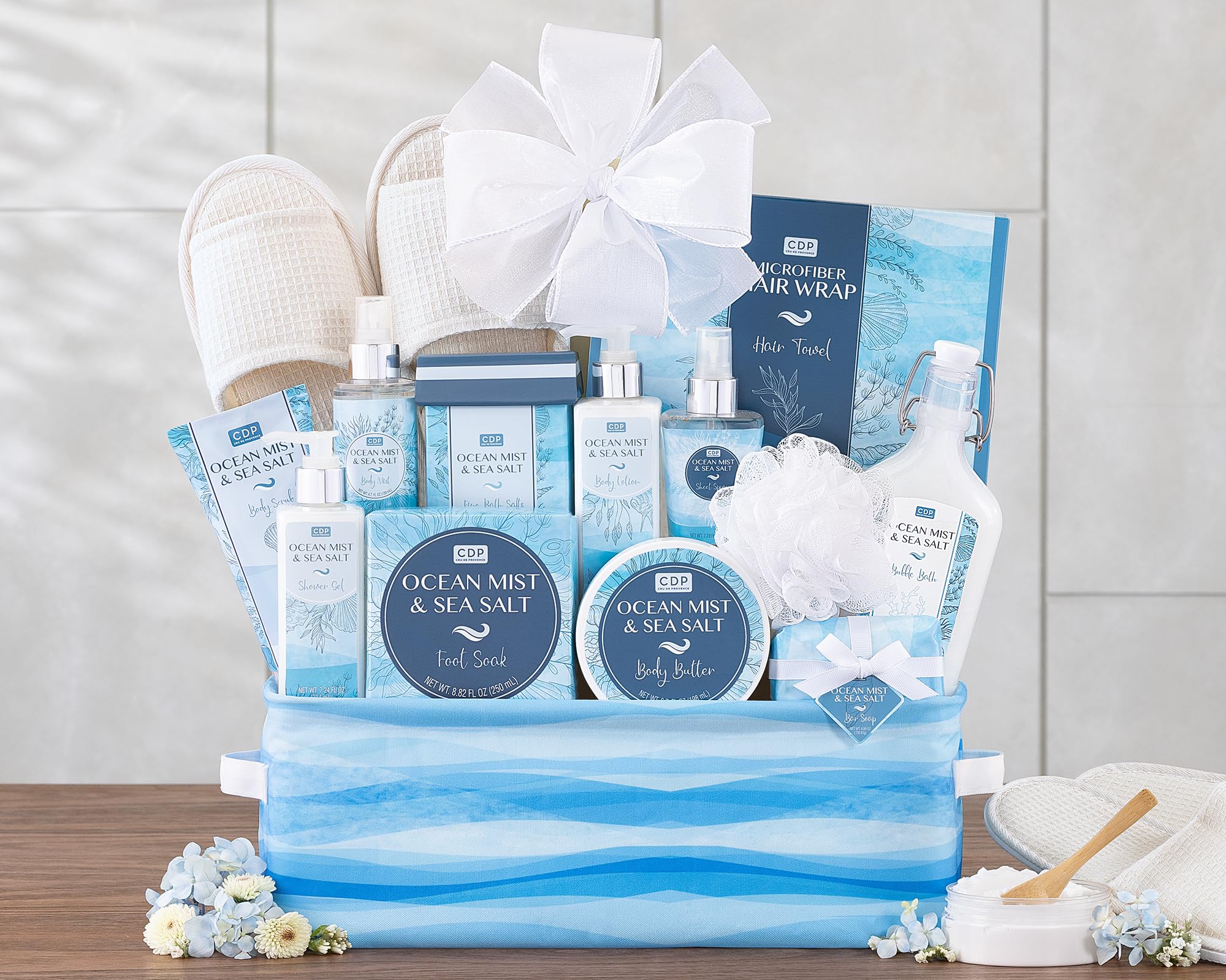 Luxury Ocean Mist & Sea Salt Spa Gift Basket - Relaxing Aromatherapy Set with Bath Salts, Candles & More | Perfect for Self-Care, Birthday Gifts & Spa Nights