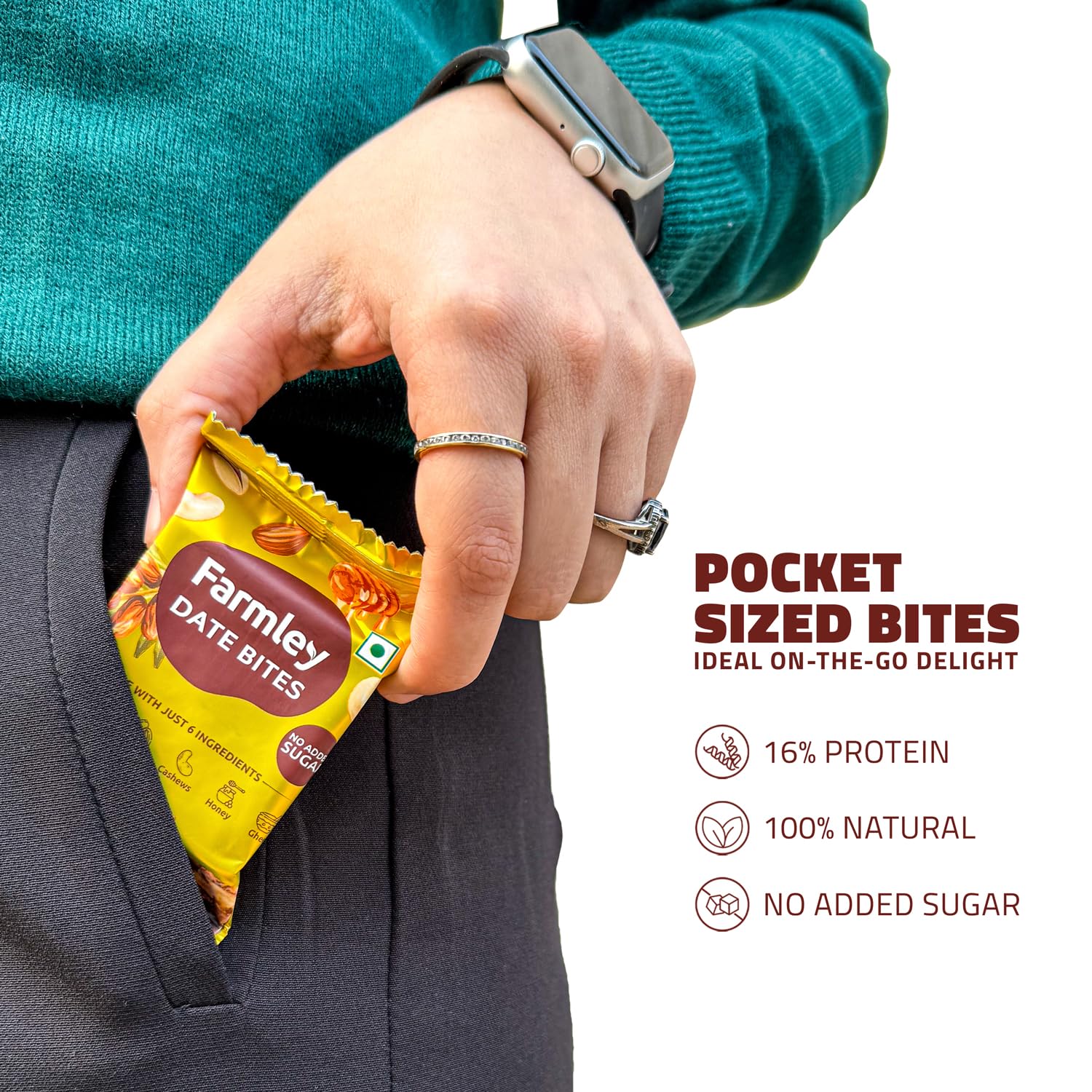 Farmley Classic Date Bites 180/200g (Pack of 1) - Healthy Snack Made with Dates, Pistachios, Cashews, Almonds, Honey & Pure Ghee | Gluten-Free, No Added Sugar | Perfect for Energy Boost, Office Snacks & Healthy Desserts