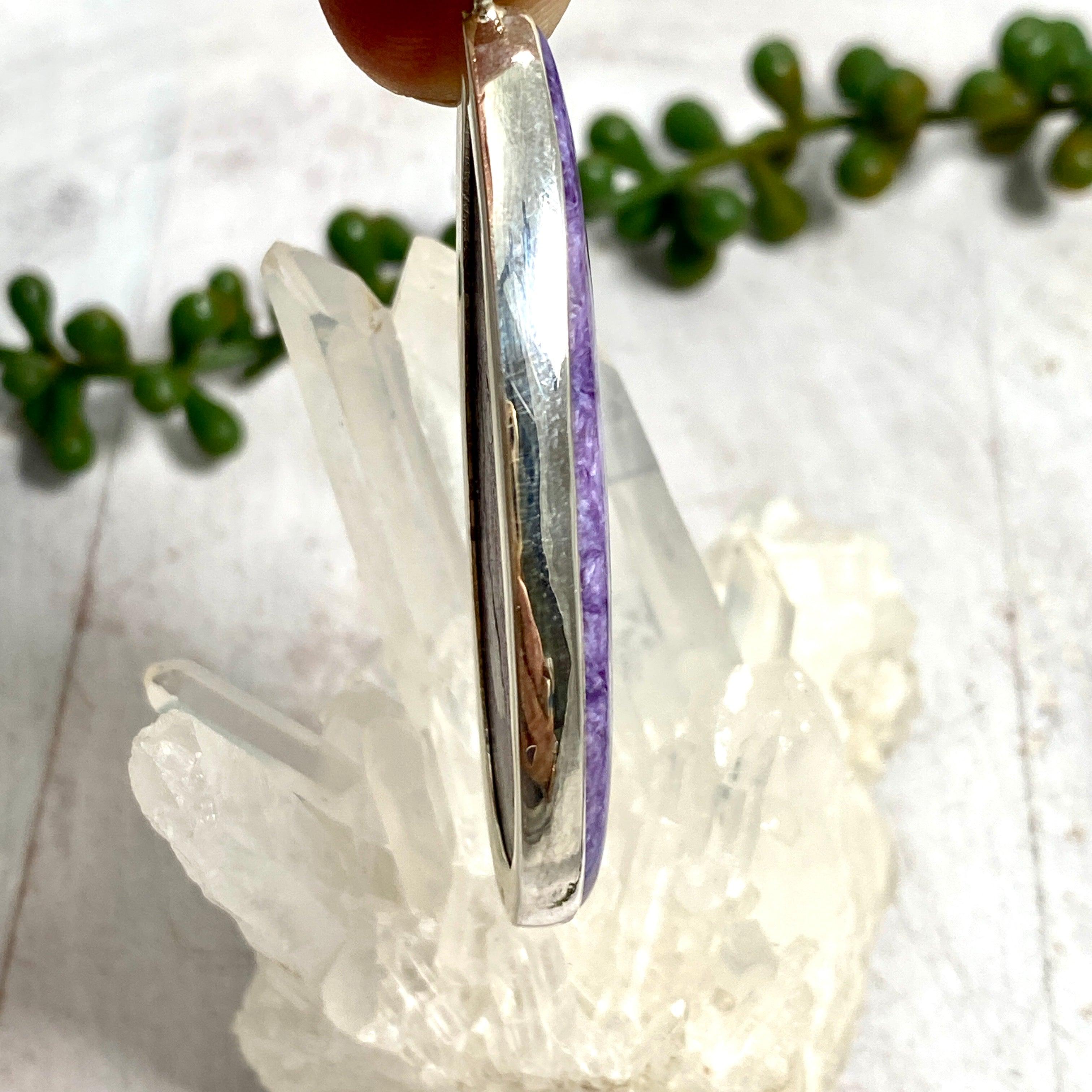 Charoite Teardrop Pendant Necklace KPGJ2752 - Elegant Purple Gemstone Jewelry for Women, Perfect for Gifts, Parties & Special Occasions