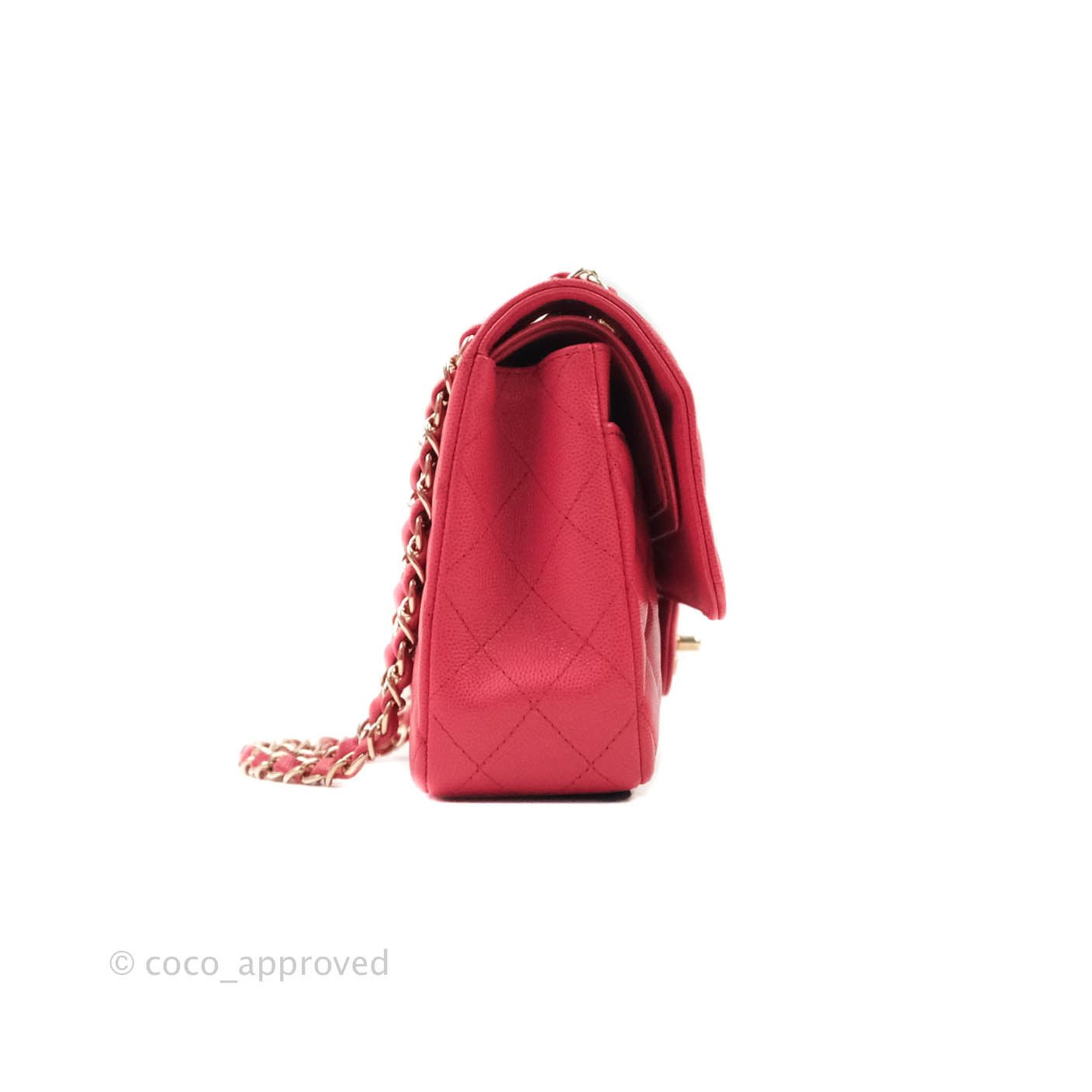 Chanel Classic Medium Double Flap Bag in Dark Pink Caviar Leather with Gold Hardware - Luxury Handbag for Women, Perfect for Parties, Weddings & Everyday Elegance
