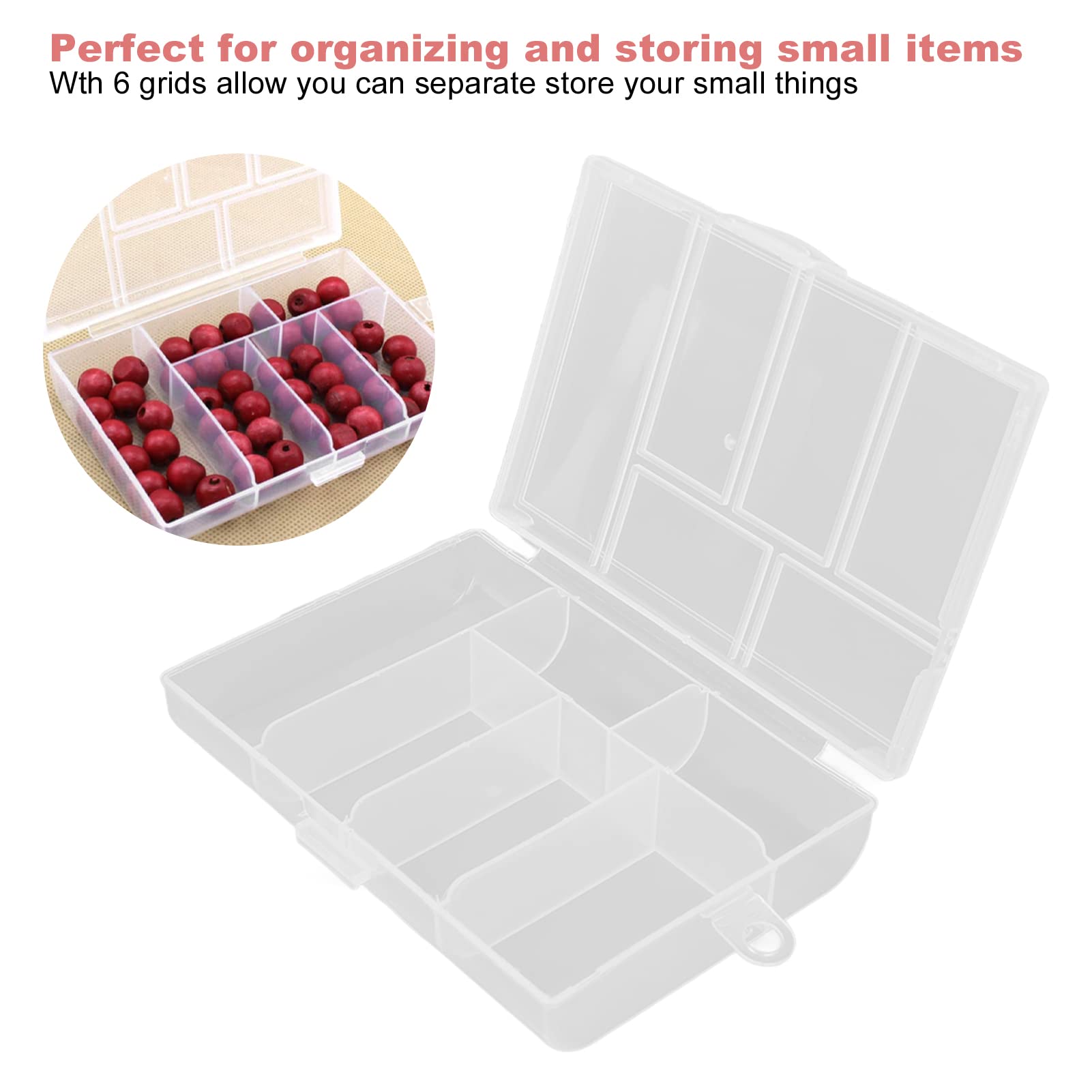 6 Grid Clear Plastic Storage Box with Sealing Cover - Organize Jewelry, Beads, Crafts & Small Accessories | Perfect for DIY Projects, Craft Rooms & Home Organization