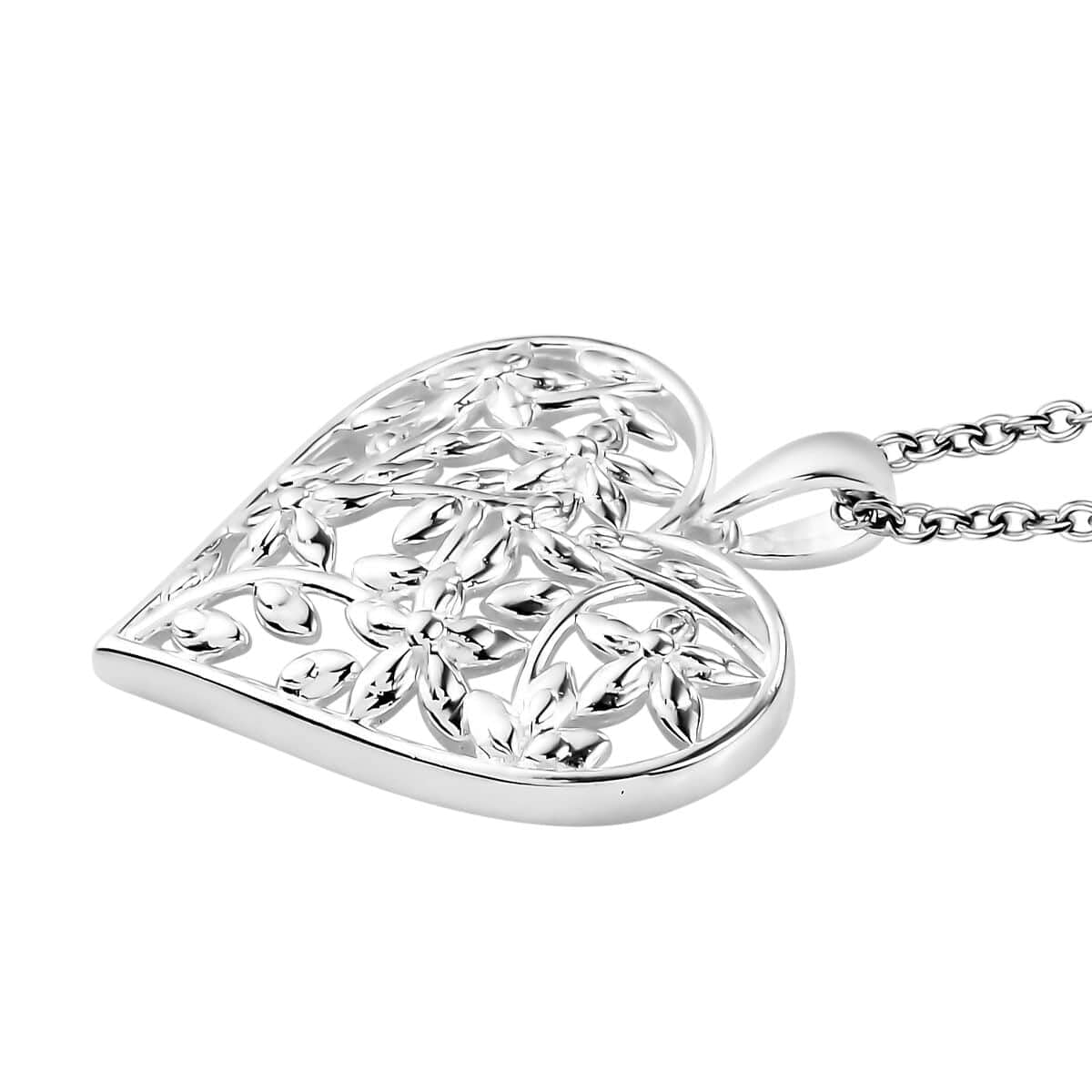 925 Sterling Silver Heart Pendant Necklace for Women - Elegant 20