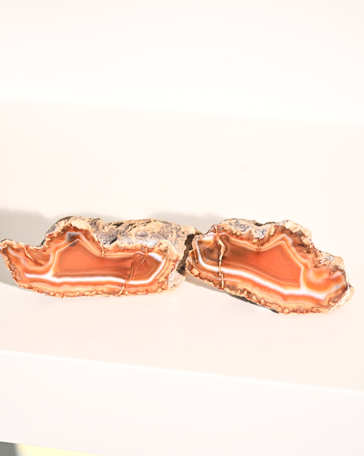 Natural Malawi Agate Geode Pair - Healing Crystals for Meditation, Home Decor & Spiritual Gifts | Perfect for Yoga Spaces, Office Desks & Crystal Collections