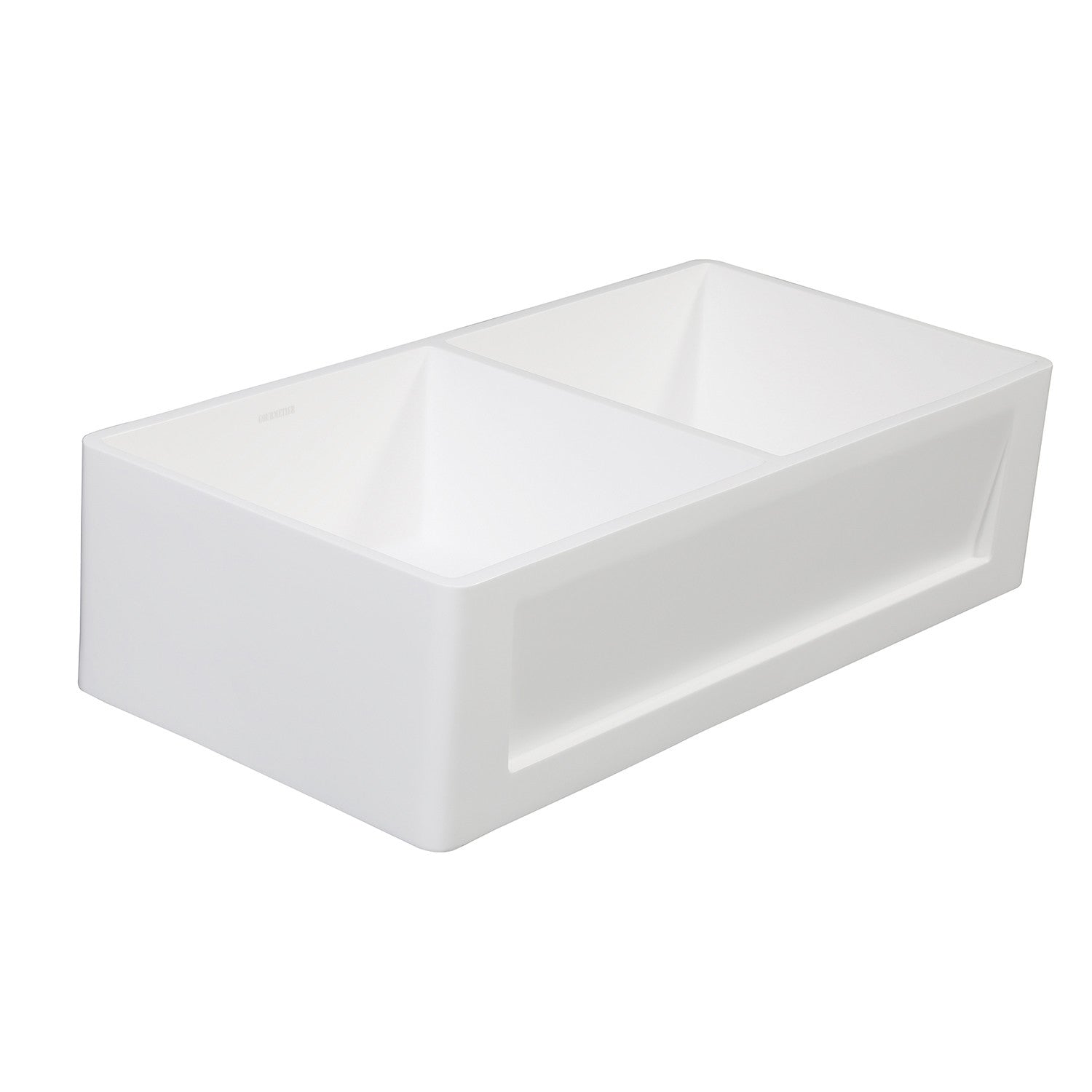Arcticstone 36 Inch White Farmhouse Kitchen Sink - Double Bowl Apron Front Solid Surface Sink with 2 Strainers, Matte Finish - Perfect for Modern Farmhouse & Rustic Kitchen Designs