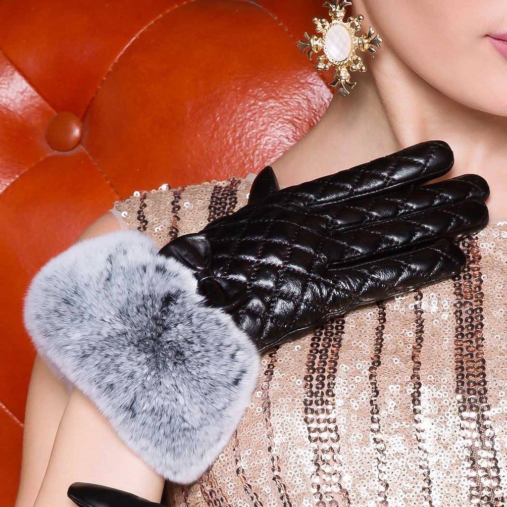 Women's Winter Warm Leather Gloves with Fur Cuff - Soft Touch, Windproof & Insulated for Cold Weather - Perfect for Outdoor Activities, Driving, Skiing and Daily Winter Wear