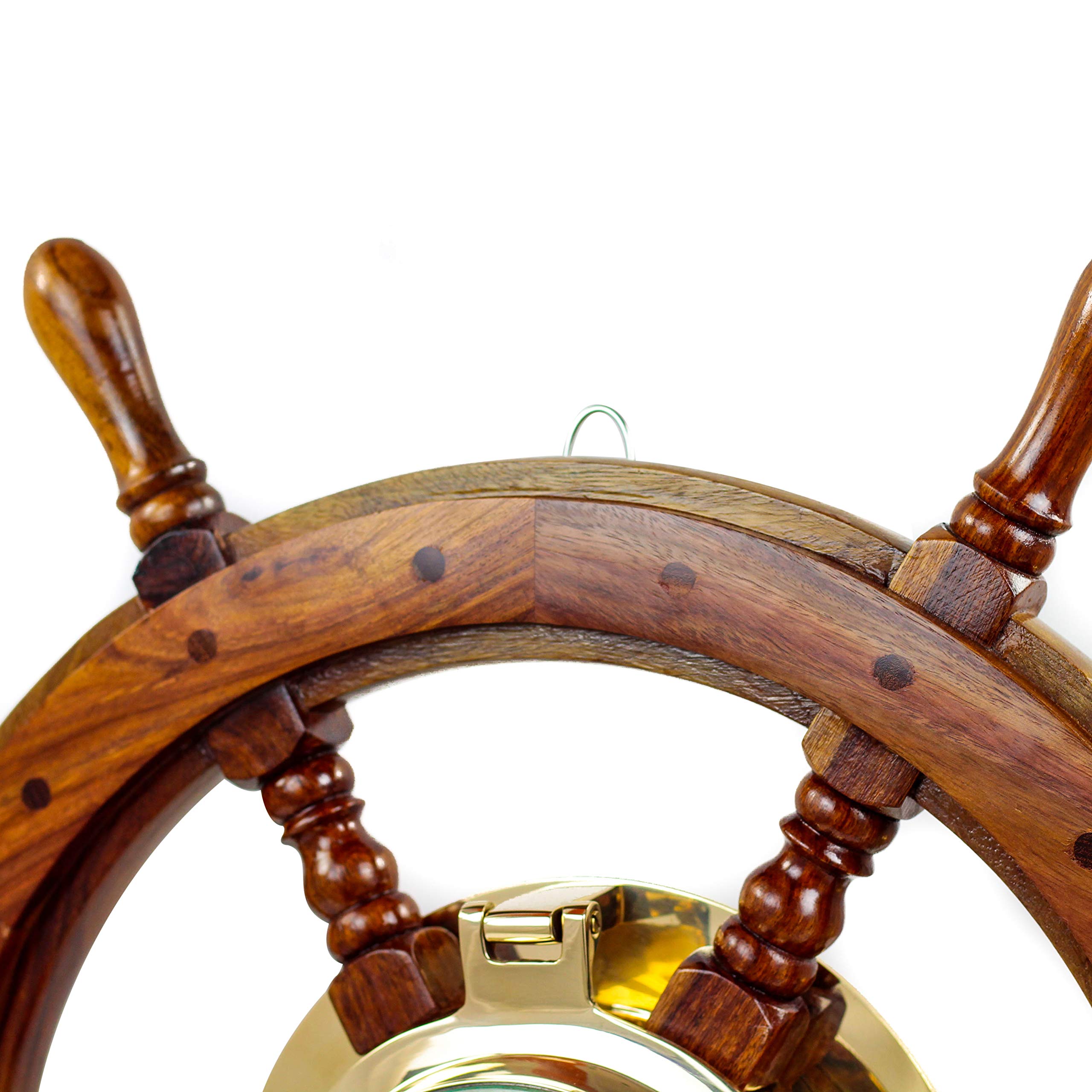 Handcrafted Pirate Style Nautical Wooden Ship Wheel - 24 Inch Teak Finish Maritime Decor for Beach House, Captain's Cabin & Coastal Home Decor | Perfect Gift for Sailors & Sea Lovers