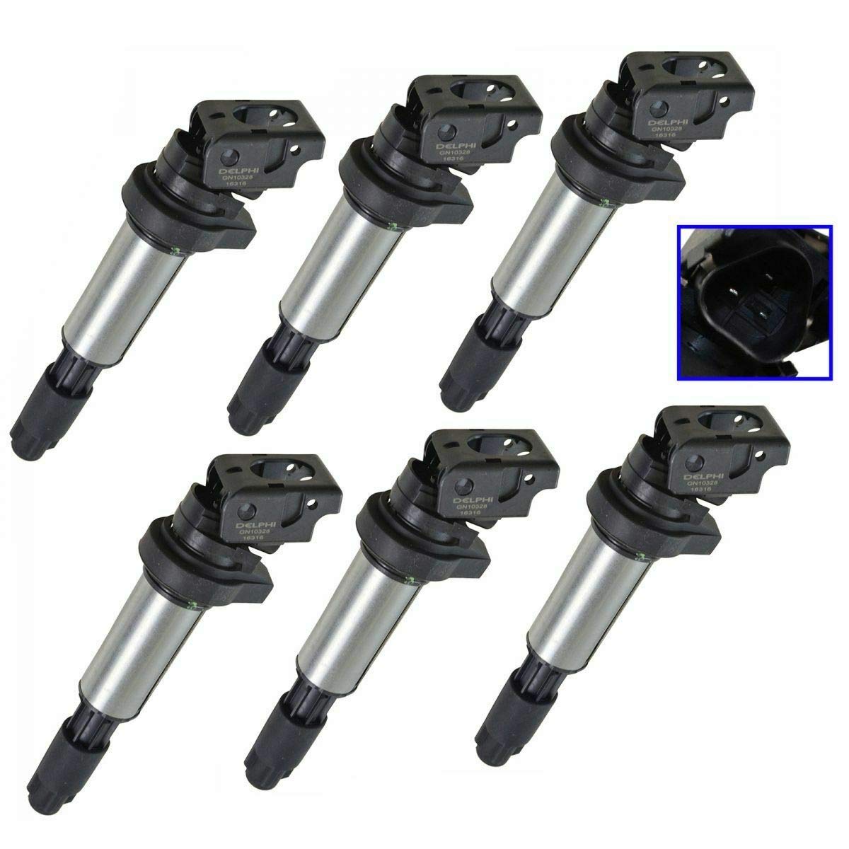 6-Pack GN10328 Ignition Coil Set Compatible with BMW 325 530 545 M3 M5 1 Series - High Performance Replacement Parts for Smooth Engine Start & Acceleration
