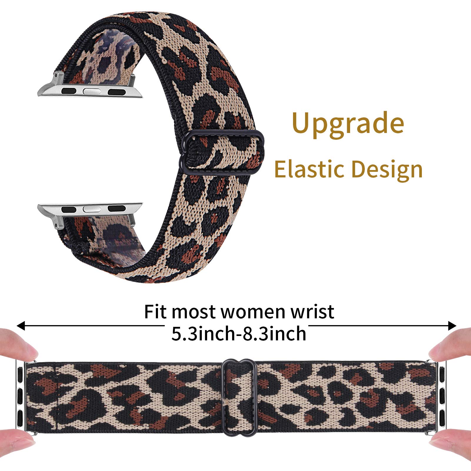 Stretchy Solo Loop Bands for Apple Watch 38mm 40mm 42mm 44mm - Adjustable Nylon Braided Sport Strap Compatible with iWatch Series 6/5/4/3/2/1 SE - Perfect for Running, Gym & Everyday Wear (Men & Women)