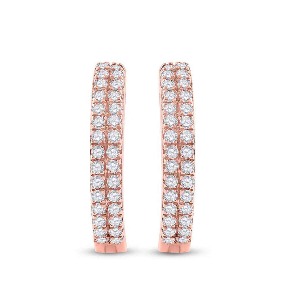 10K Rose Gold Women's Round Diamond Hoop Earrings - 1/5 CTTW | Elegant Everyday Jewelry for Work, Date Night & Special Occasions