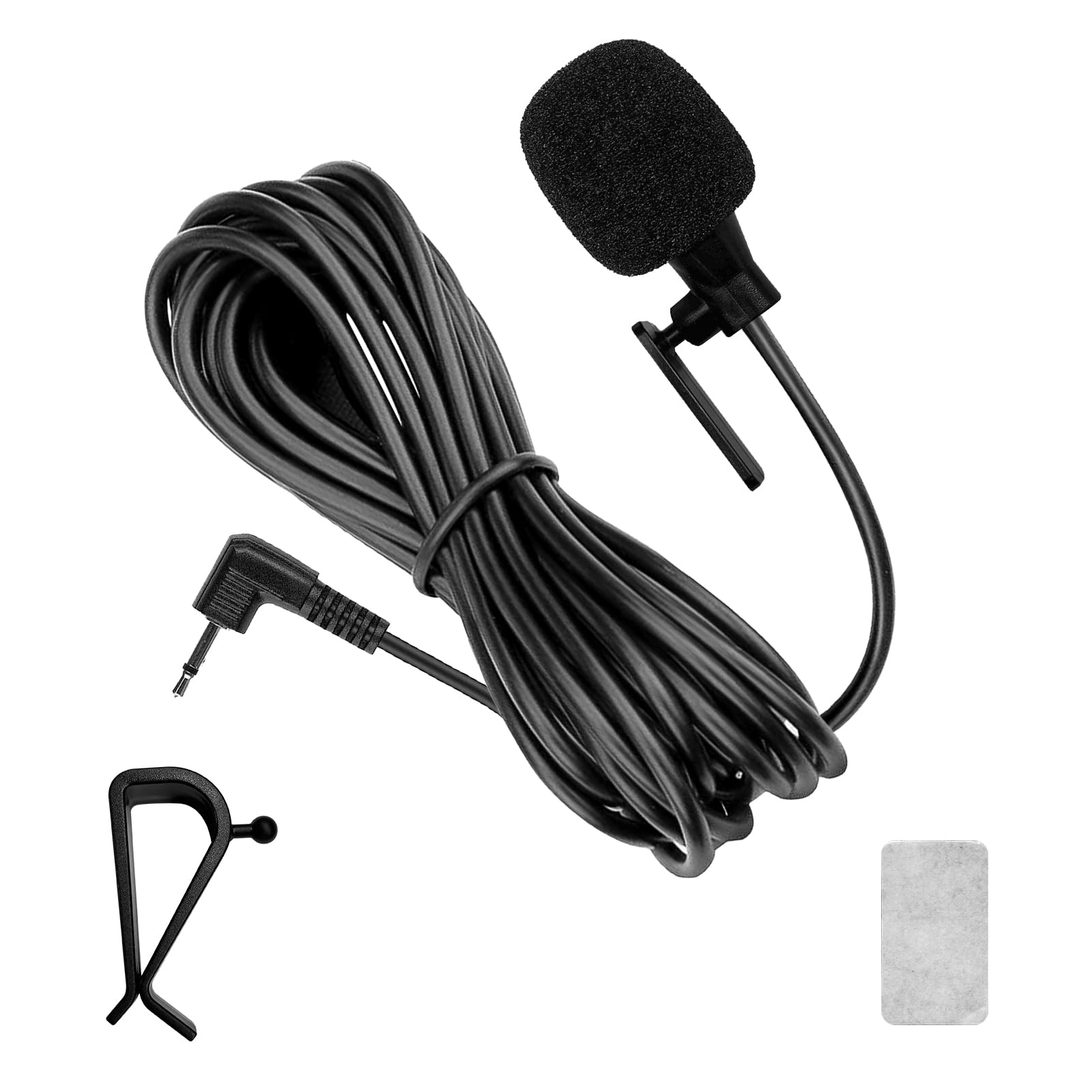 Universal Car Stereo Microphone with 3.5mm AUX Interface - Compatible with Most Car Models for Bluetooth Head Units, GPS, DVD & Radio Systems - Includes Clip Mount & Adhesive Options for Hands-Free Calling & Voice Commands While Driving