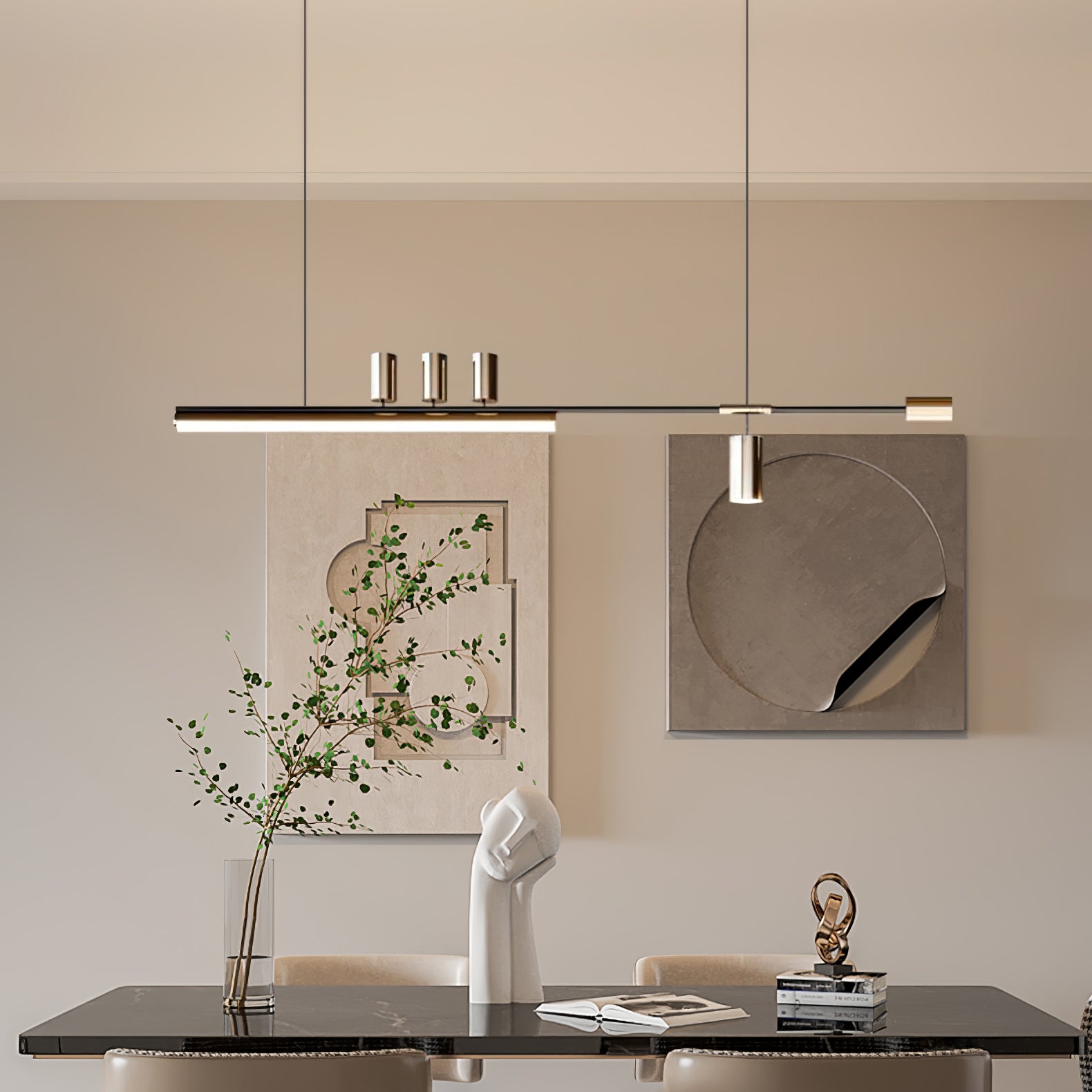 Modern Linear Island Pendant Light - Sleek Hanging Chandelier for Kitchen, Dining Room & Living Room - Perfect for Home & Restaurant Lighting Decor
