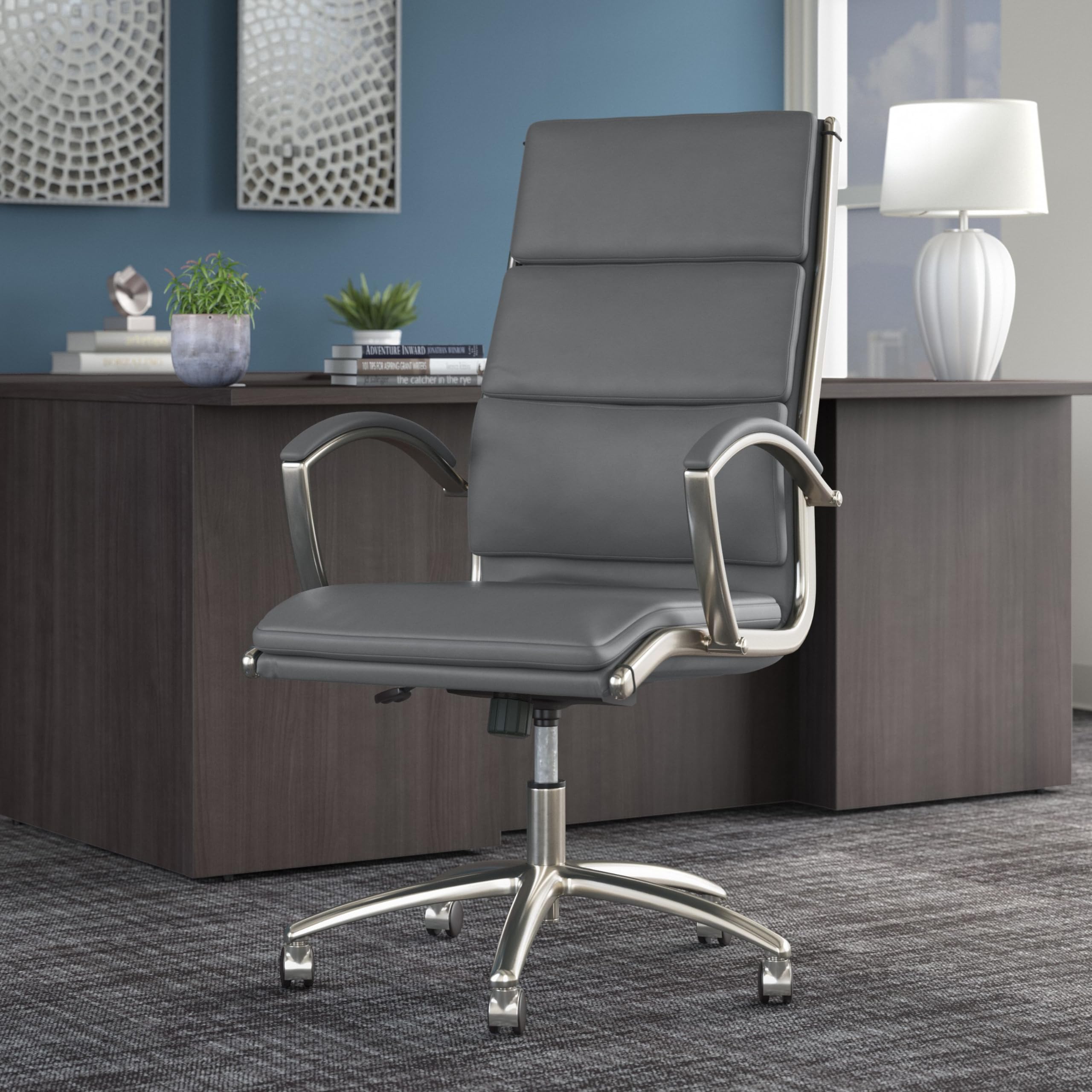 Bush Business Furniture 500 Series High Back Leather Executive Office Chair - Ergonomic Support for Long Work Hours, Home & Corporate Use