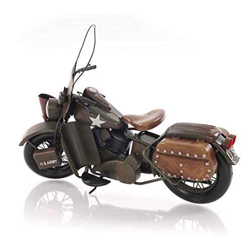 1:12 Scale 1942 WLA Model Motorcycle - Handmade Metal Collectible for Military Enthusiasts & Model Display