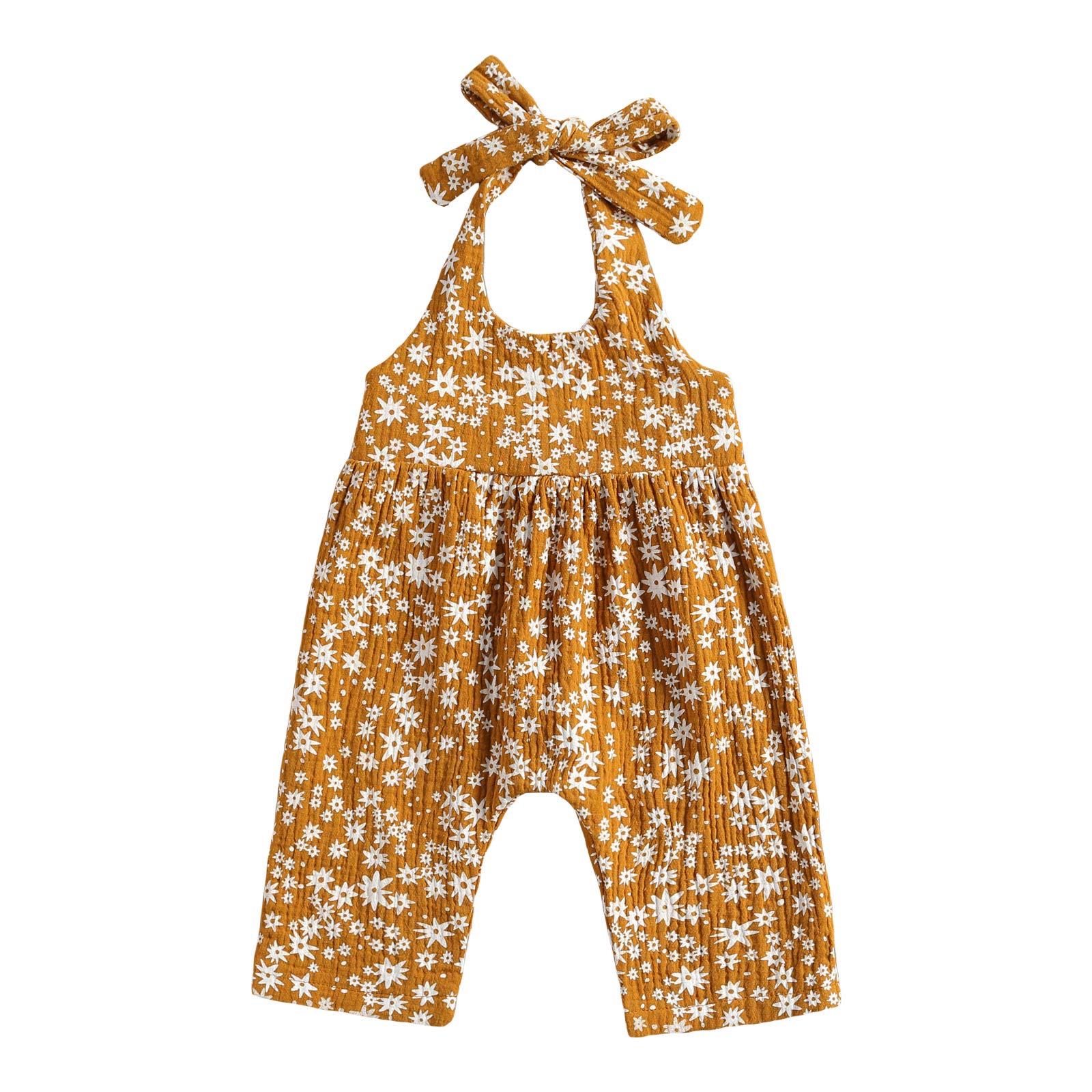 Floral Print Baby Girl Romper - Newborn Halter Jumpsuit with Headband | Summer Outfit for Photoshoots, Parties & Playtime