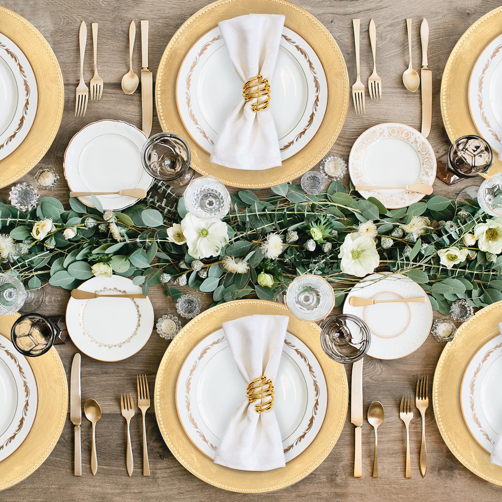MAONAME 12-Pack Gold Foil Charger Plates 13