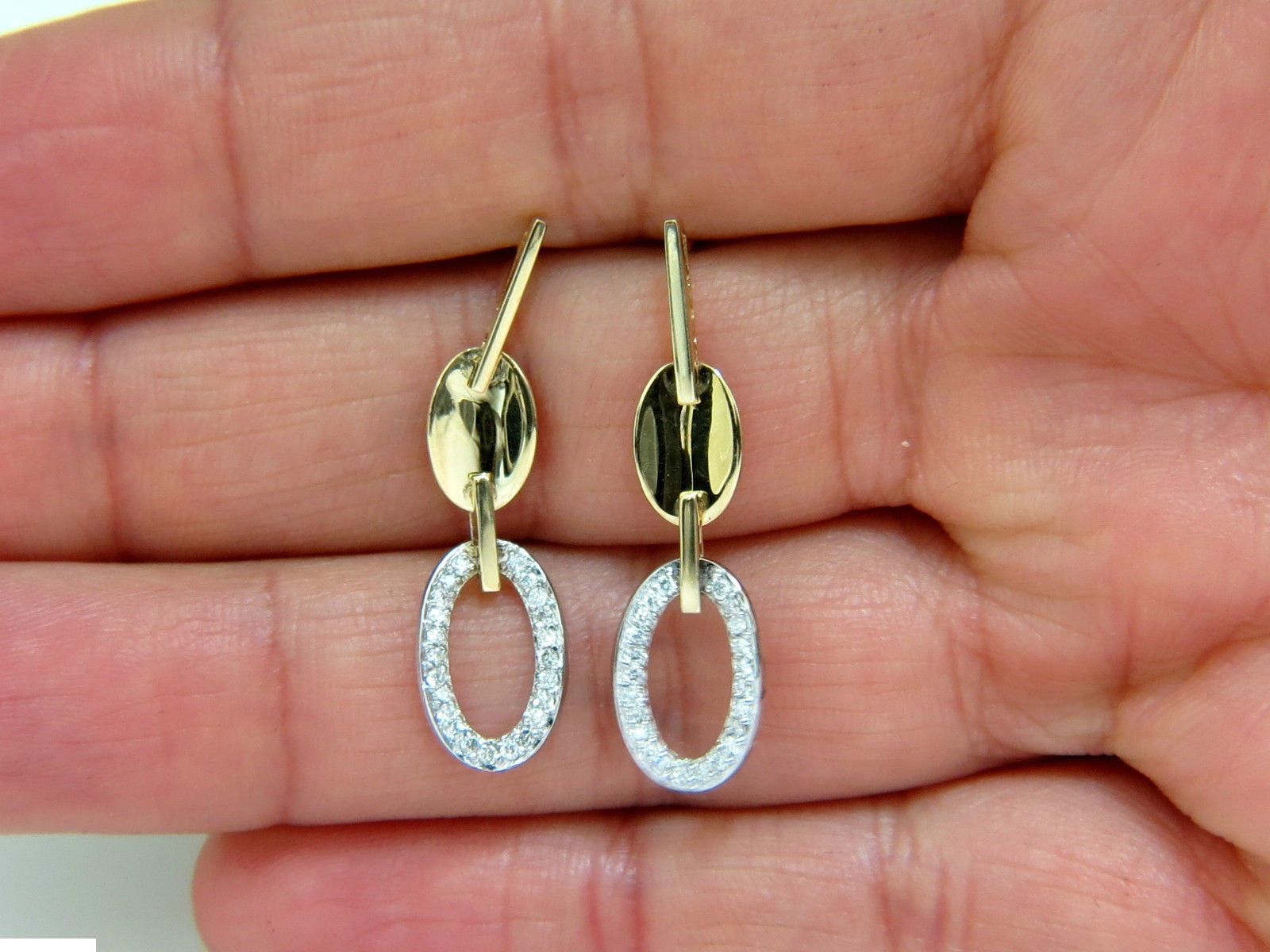 14K Two-Toned .40CT Diamond Dangle Earrings for Women - F/VS Clarity, Mirror Finish - Perfect for Weddings, Parties & Special Occasions