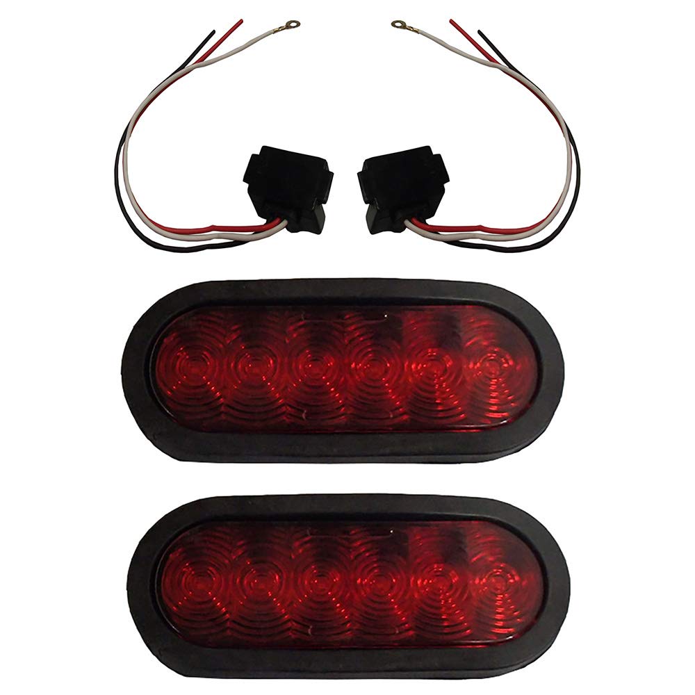 RAParts (2) LED Oval Tail Lights for Truck, Trailer, Car Hauler & Semi Truck - Grommet Mount - Durable Waterproof Brake Lights for Heavy Duty Vehicles (Ideal for Night Driving & Towing)
