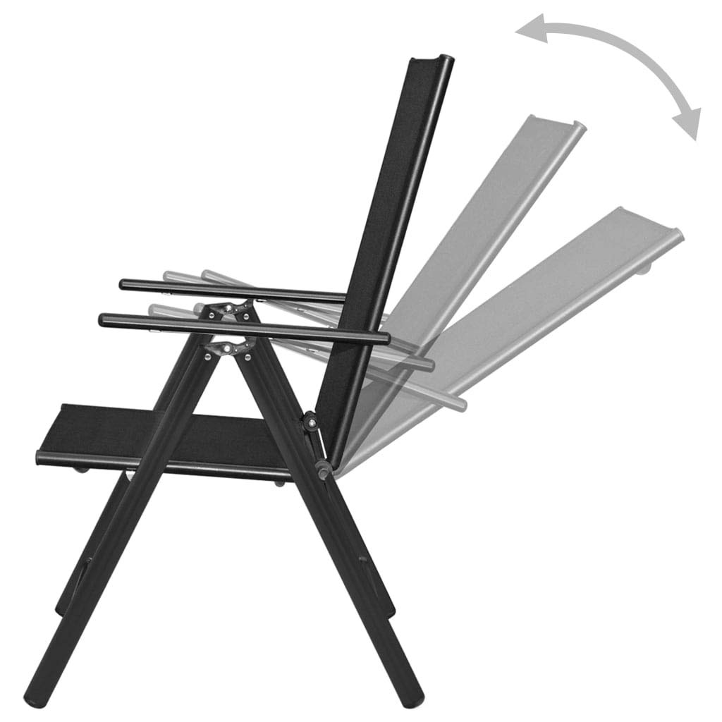 4-Pack Folding Patio Chairs - Lightweight Aluminum Frame & Durable Textilene Fabric in Black - Perfect for Outdoor, Poolside, Garden, and Backyard Relaxation