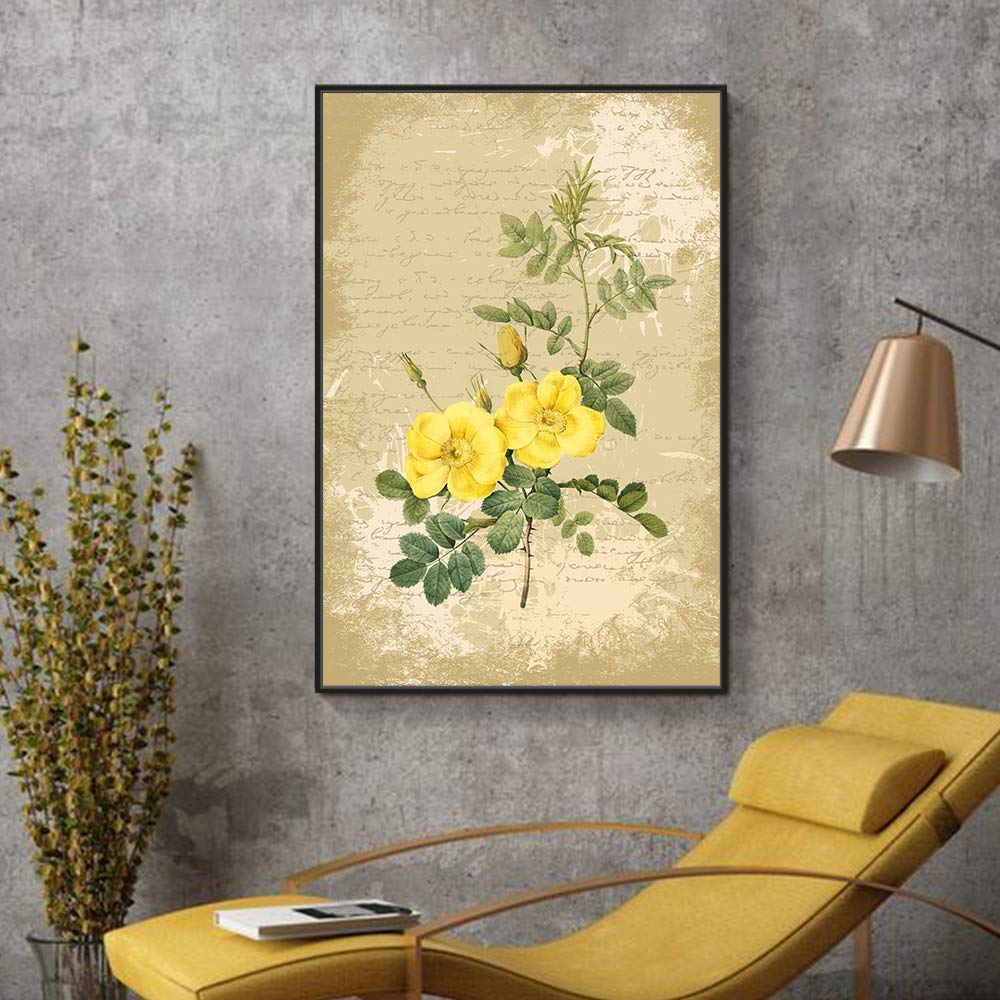 Floating Framed Canvas Wall Art - 24x36 Inches, Retro Flower Print for Living Room & Bedroom Decor, Ready to Hang Home Decoration | Perfect for Modern & Vintage Interior Design