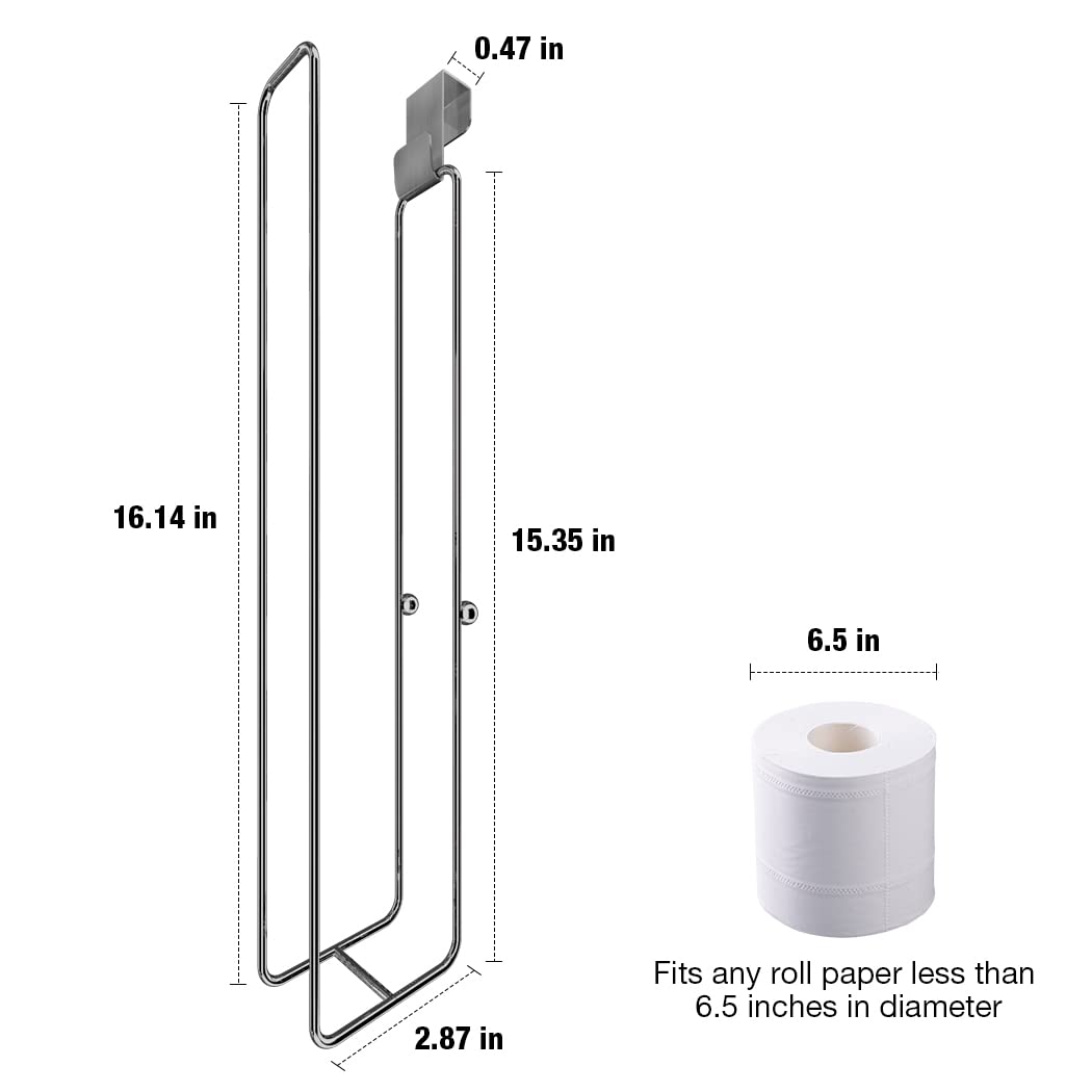 Conworld 8-Roll Over The Tank Toilet Paper Holder - Stainless Steel Rustproof Bathroom Tissue Storage Wall Mount (2 Pack, Silver) | Space-Saving Bathroom Organization for Small Spaces & Apartment Living
