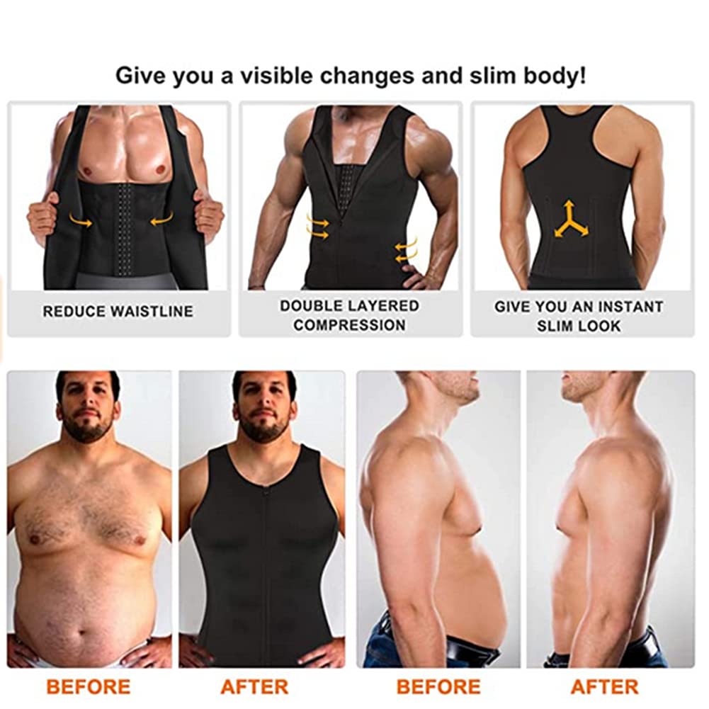 Men's Waist Trainer Vest – Neoprene Corset for Weight Loss & Body Shaping – Compression Slimming Sauna Shirt (Sizes XS-3XL) – Perfect for Gym, Workouts & Postpartum Recovery