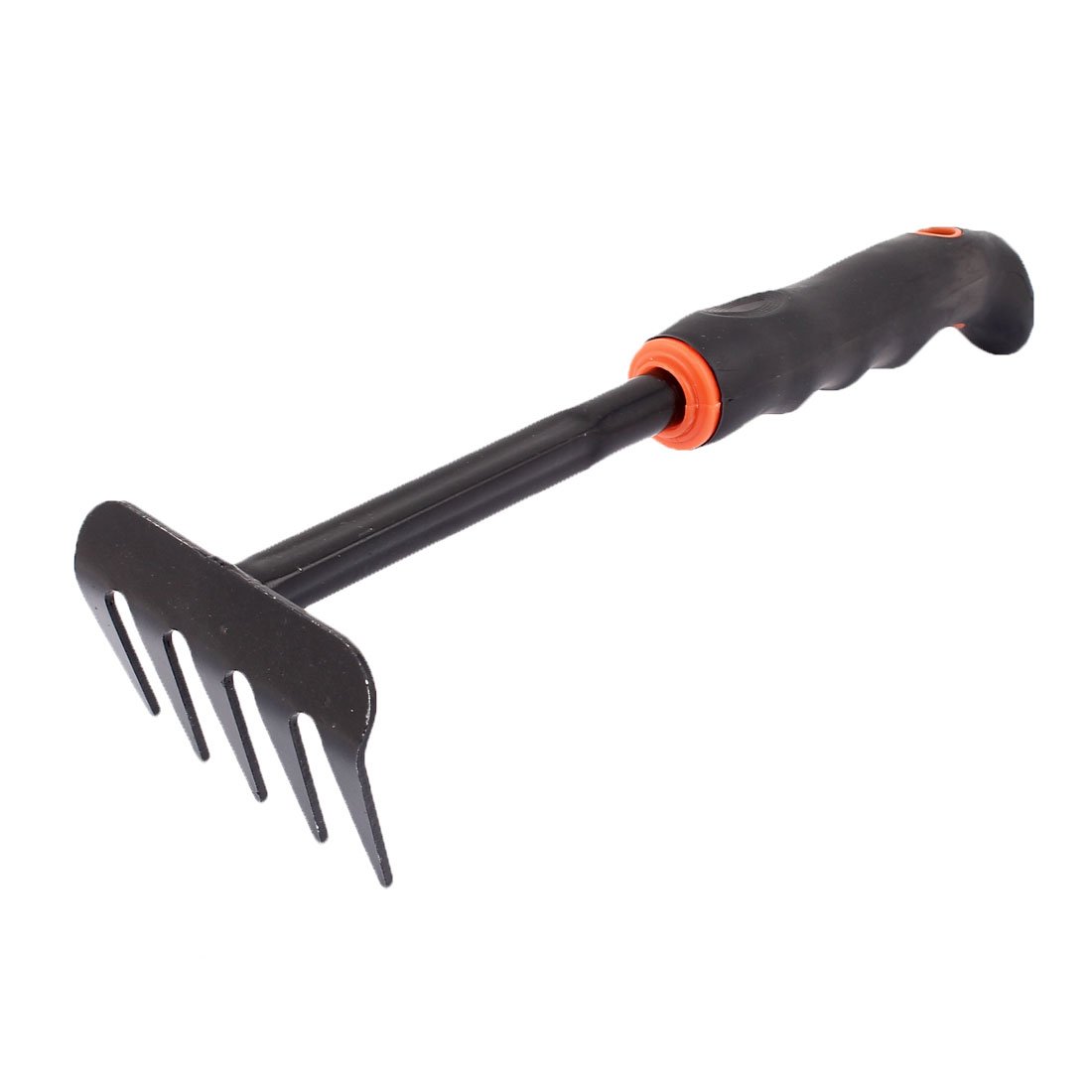 uxcell 5-Tine Plastic Coated Metal Garden Rake - Durable Handheld Weeding Tool for Lawn Care, Soil Leveling & Leaf Collection (Black)