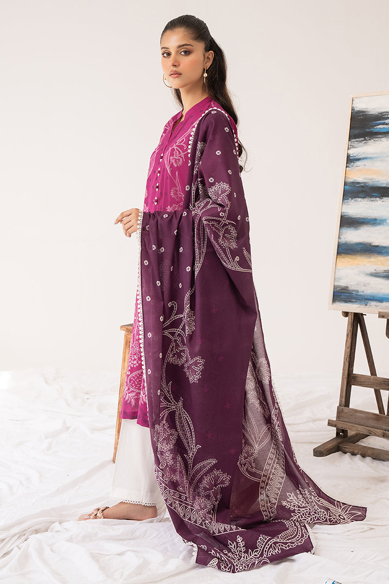 Elegant Magenta Charmeuse 3-Piece Printed Lawn Suit for Women - Perfect for Summer Parties, Weddings & Special Occasions