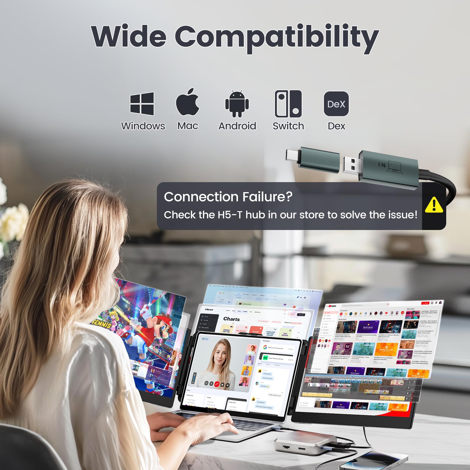 Teamgee 14” Portable Monitor for Laptop - Full HD with Speakers & Kickstand, Perfect for Work & Gaming
