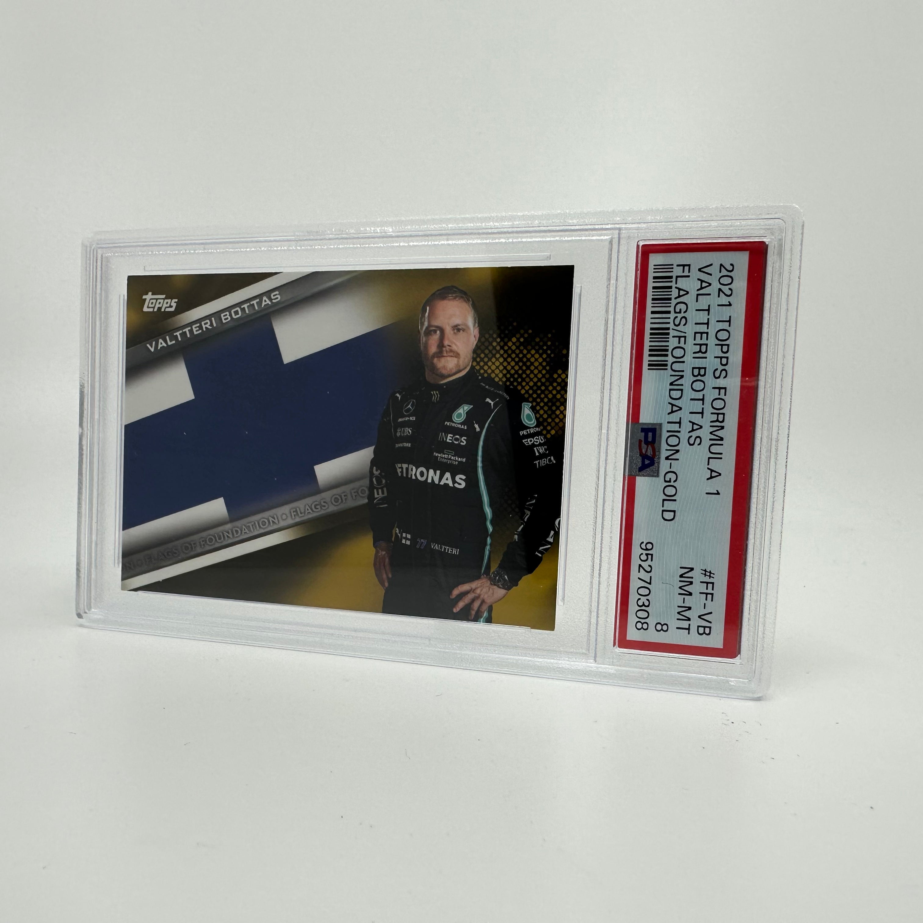 PSA 8 2002 Valteri Bottas #FF VB Flags Of Foundation Gold Autographed Racing Card - Perfect for F1 Collectors & Memorabilia Enthusiasts