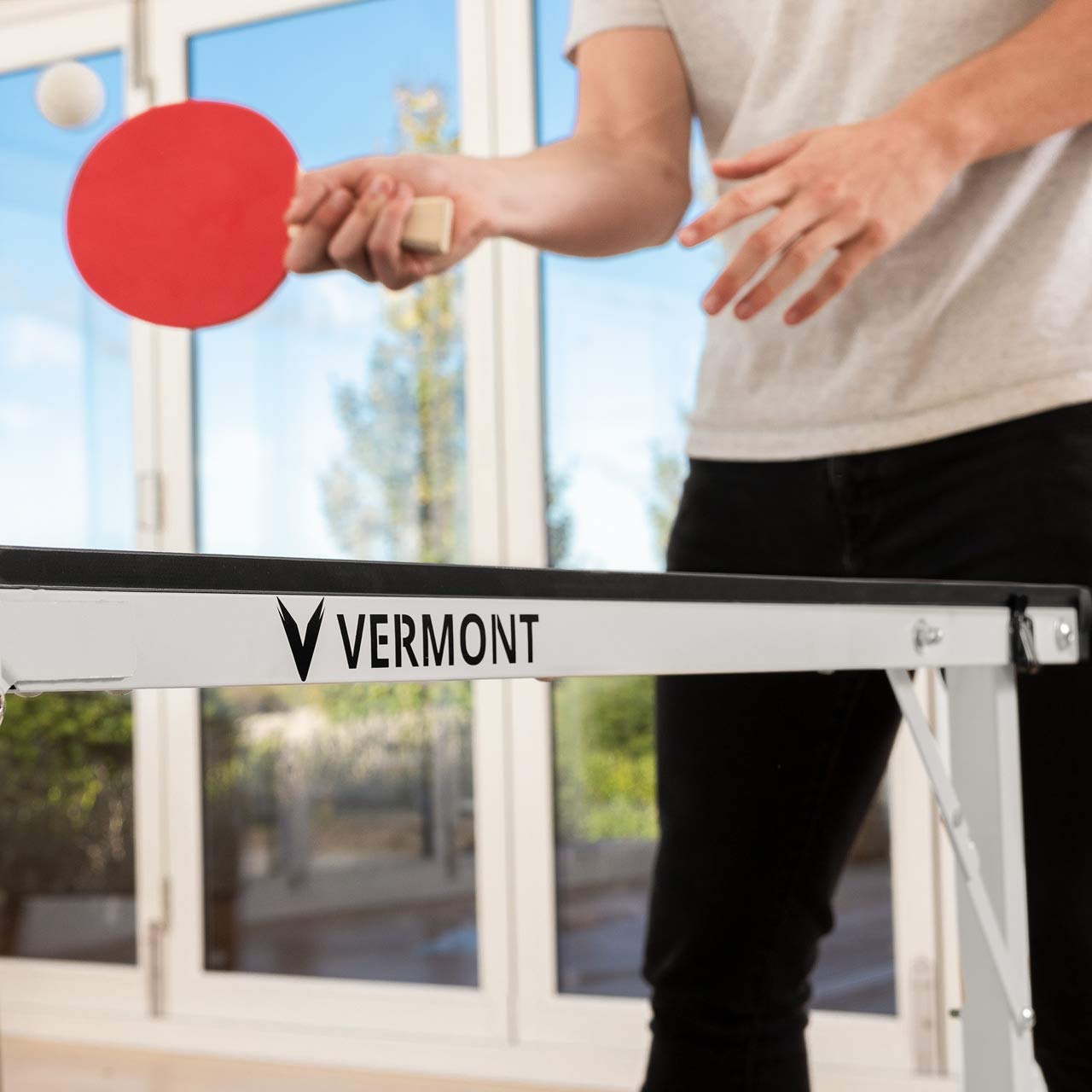 Vermont Midi Ping Pong Table - Professional Indoor/Outdoor Mini Table Tennis Set with 2 Bats & 3 Balls | Perfect for Home, Office, Backyard & Game Room Fun