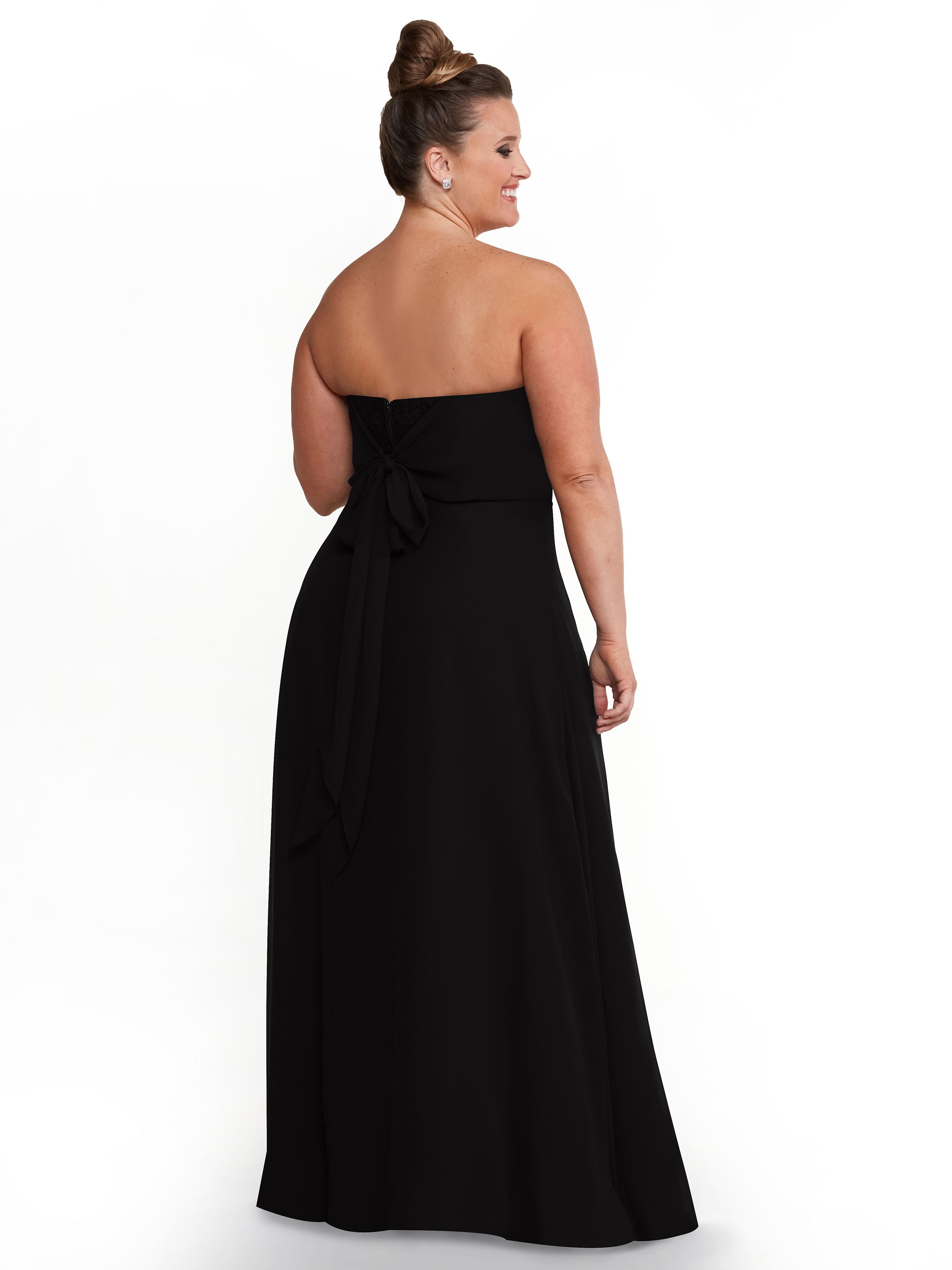Elegant 80143 Chiffon Strapless Sweetheart Bridesmaid Dress with Lace & High Slit - Perfect for Weddings, Prom & Formal Events