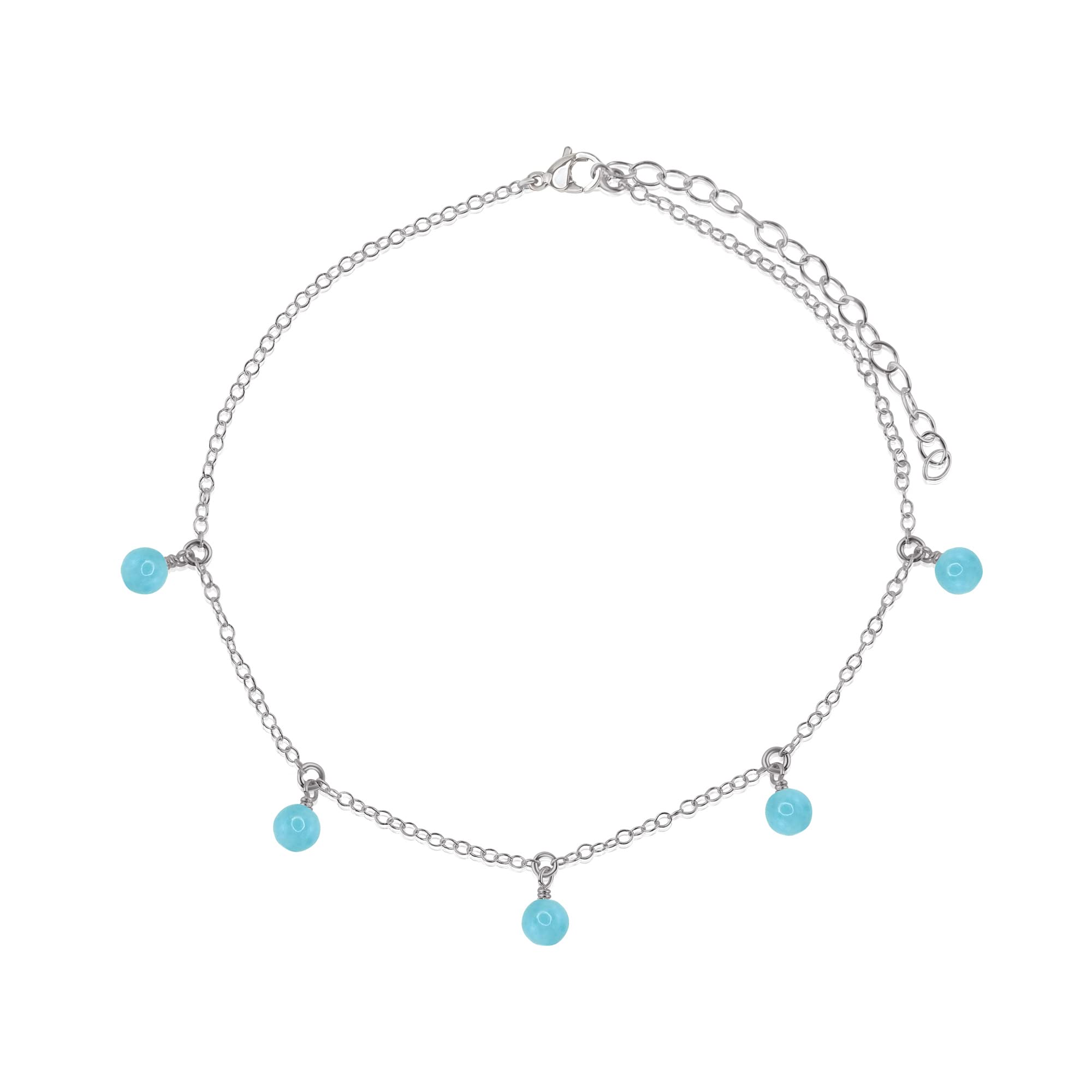 Luna Tide Larimar Bead Drop Anklet - Stainless Steel Adjustable Ankle Bracelet for Women | Perfect for Beach Vacations, Summer Outfits & Boho Fashion Accessories