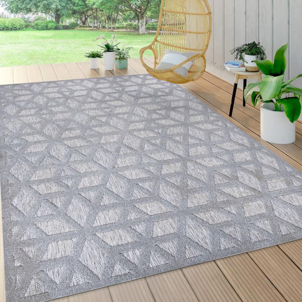 Talaia Neutral Geometric Indoor Outdoor Area Rug - Soft Modern Boho Design for Living Room, Bedroom, Patio & Deck Decor