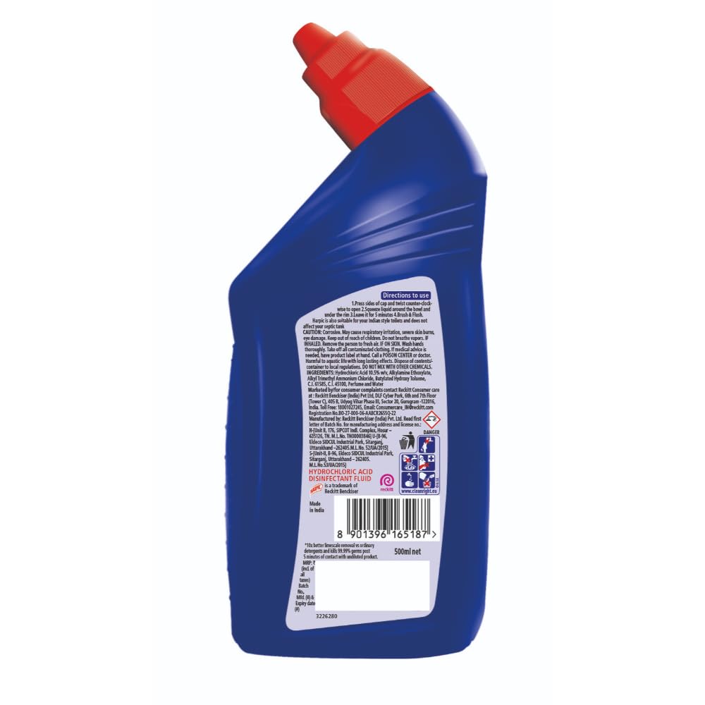 Harpic Disinfectant Toilet Cleaner Liquid - Jasmine Scent, 500ml | Kills 99.9% Germs | India's #1 Toilet Cleaner | Perfect for Bathroom & Toilet Sanitization