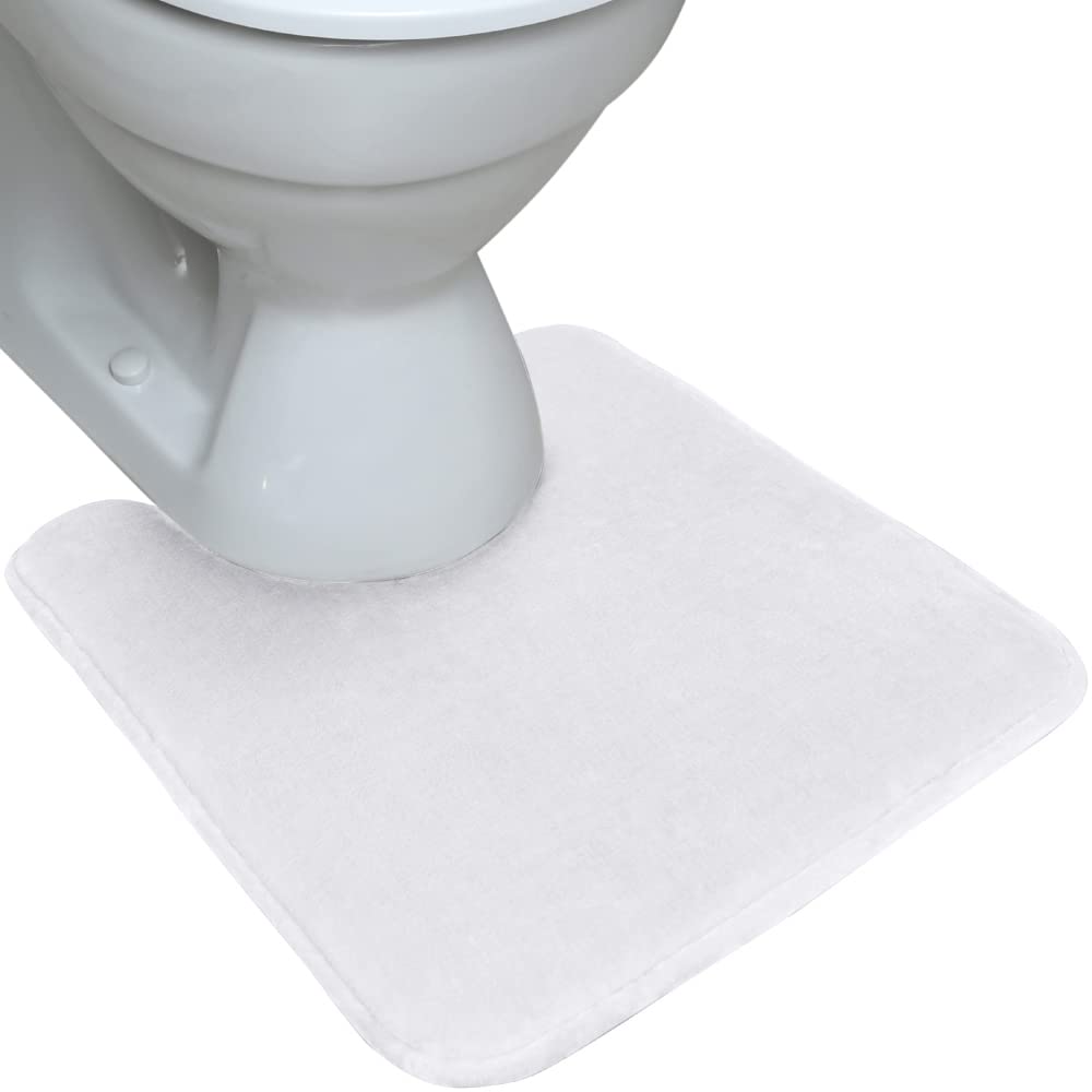 Gorilla Grip Thick Memory Foam Bathroom Rug - Soft Absorbent Velvet Toilet Mat with U-Shape Contour, Machine Washable Luxury Bath Mat for Bathroom Floor (22.5x19.5 Inches, White) - Perfect for Bathroom Decor & Comfort Underfoot After Shower