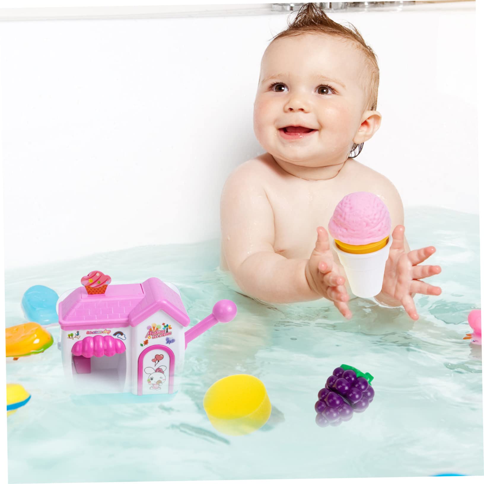 UPKOCH 2 Pack Bubble Blowing Machine for Kids - Fun Ice Cream Themed Bath Toys, Safe Plastic Bathtub Play Set for Toddlers & Babies (Pink) - Perfect for Bath Time, Pool Parties & Sensory Play