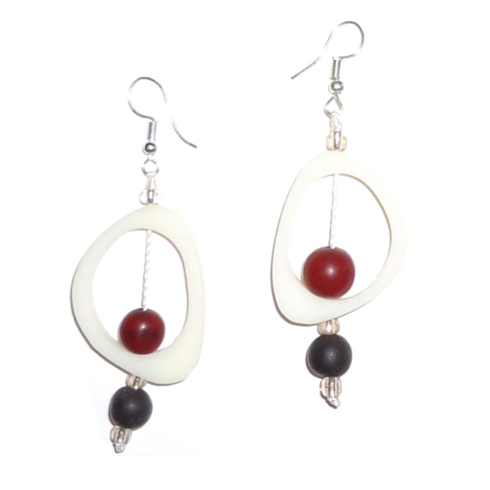 Stylish White Ovoid Resin Earrings for Women - Perfect for Casual Wear, Parties & Special Occasions