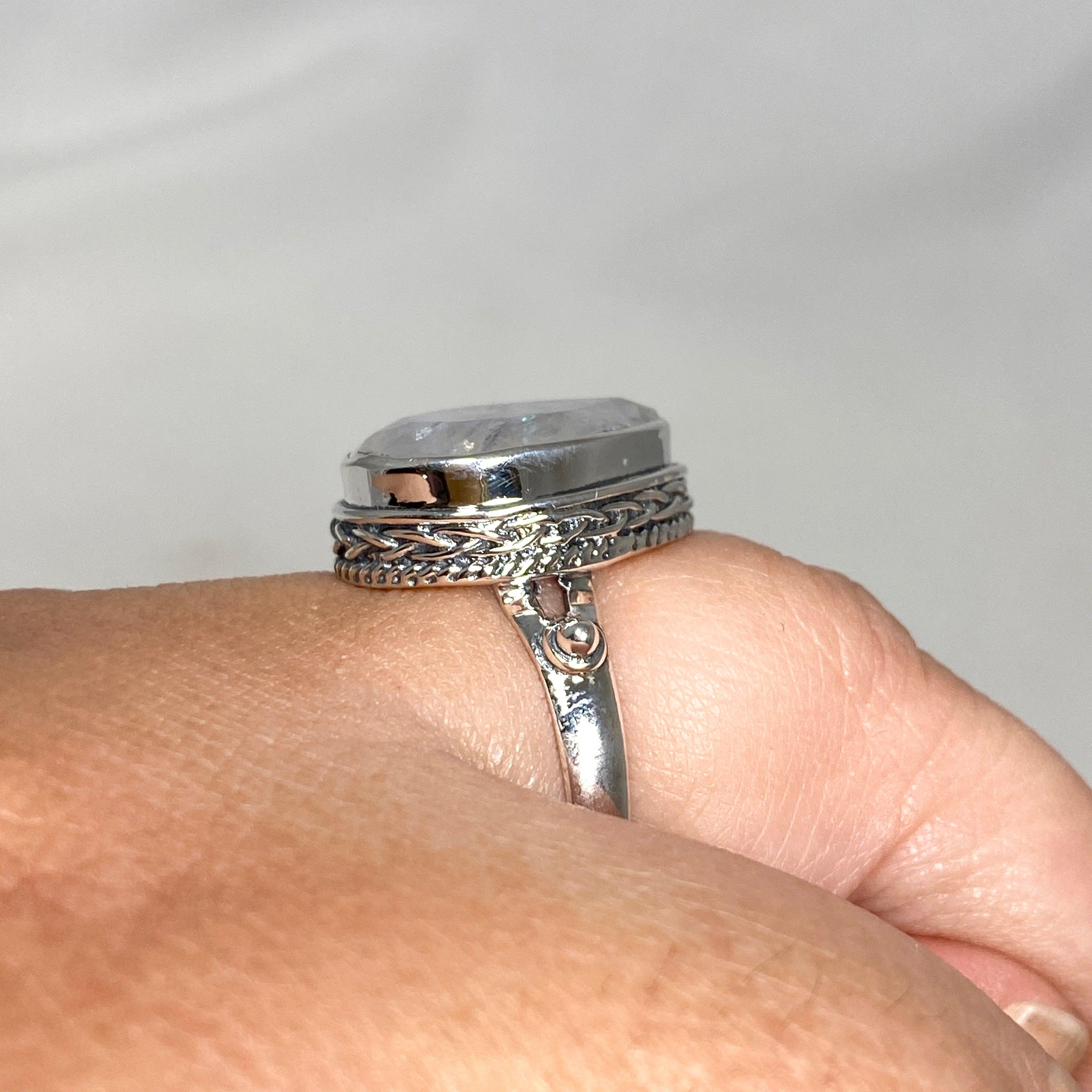 Moonstone Faceted Teardrop Ring in Sterling Silver - Elegant Bohemian Jewelry for Women | Perfect for Weddings, Parties & Everyday Wear R3817