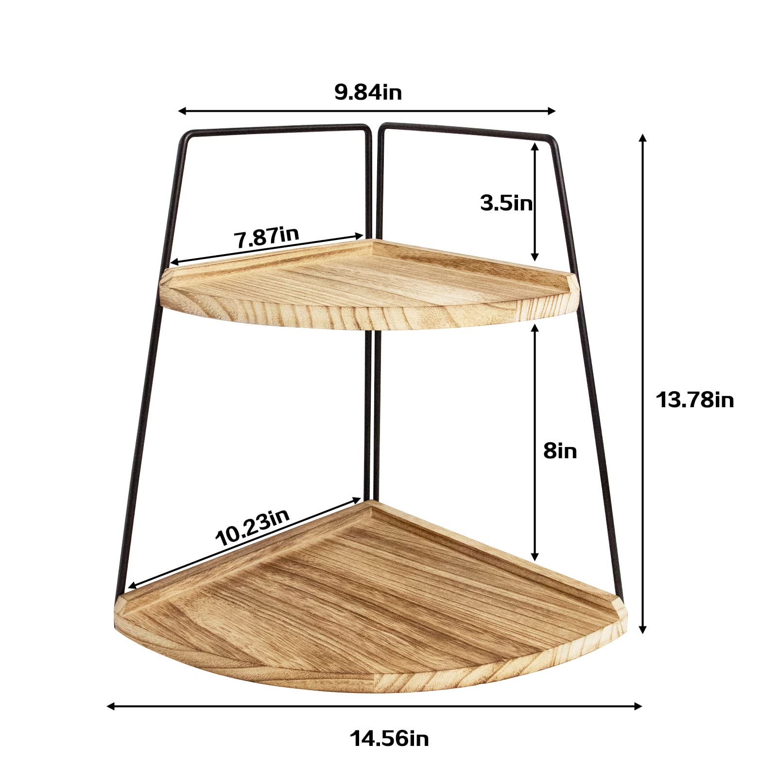 2 Tier Wooden Bathroom Counter Organizer - Standing Cosmetic & Vanity Storage Rack with Tray - Natural Log Color for Bathroom, Bedroom, Dressing Table - Perfect for Organizing Makeup, Skincare & Jewelry