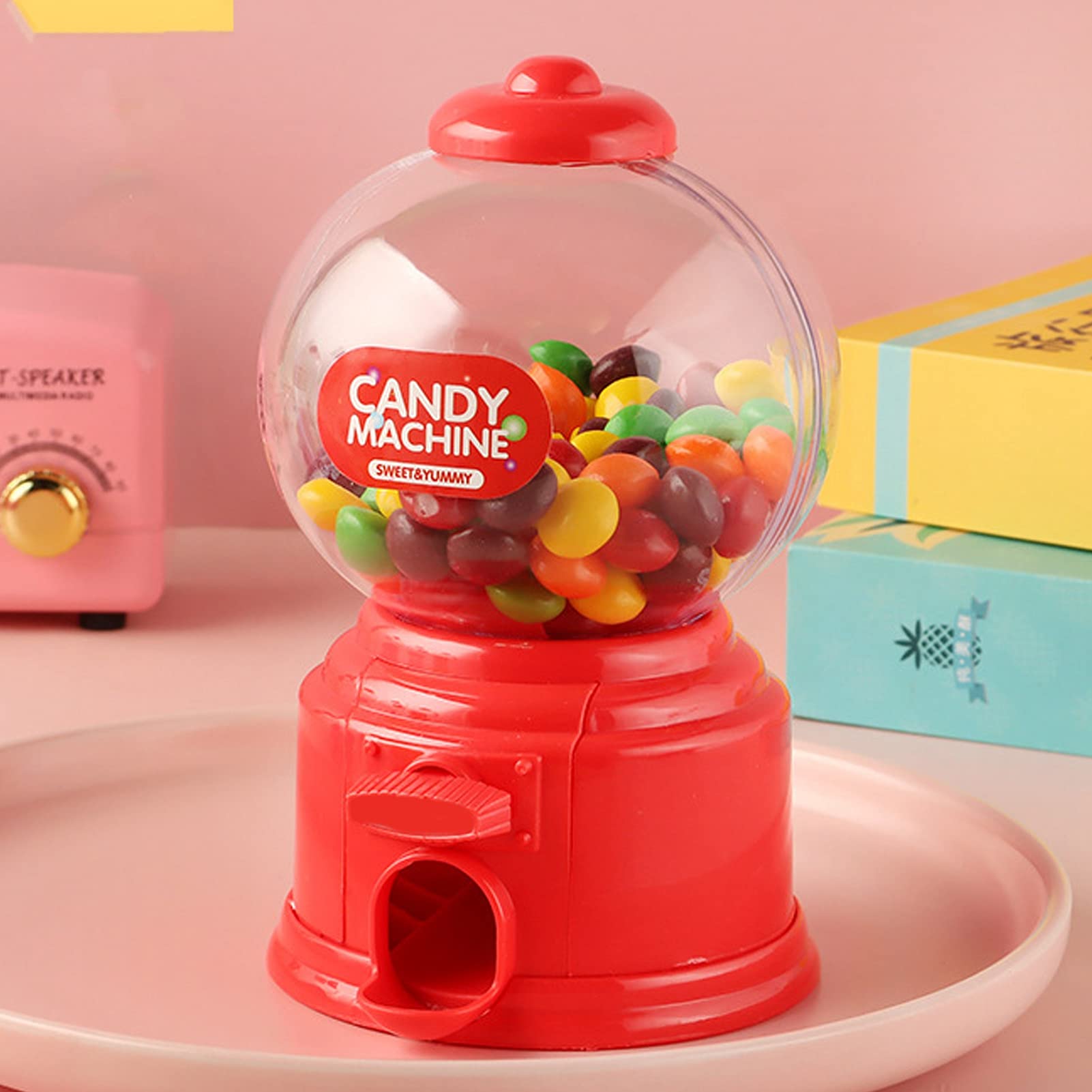 FIYO Candy Piggy Bank for Kids - Cute Twist Machine Money Saving Box with Candy Storage - Perfect Gift for Children's Birthday & Party Favors (Red)