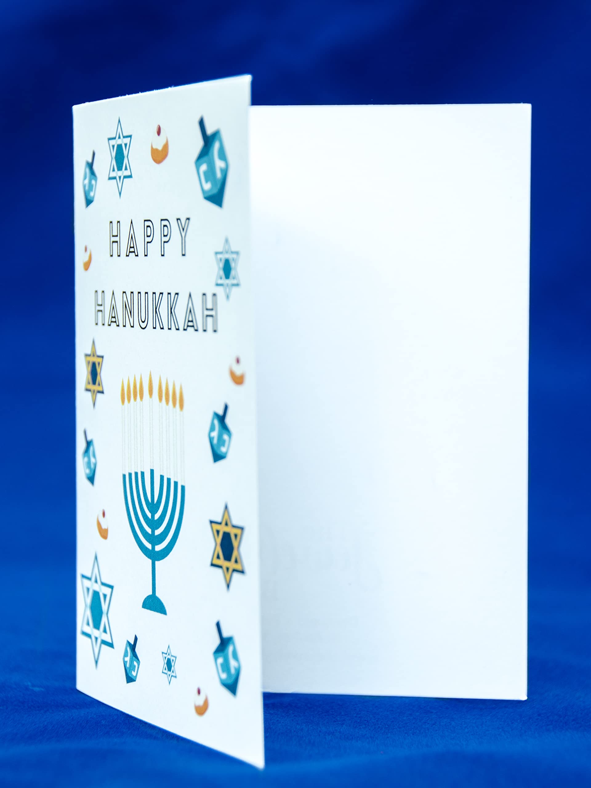Happy Hanukkah Greeting Card Set - 5 Pack Premium Hanukkah Cards with Menorah & Dreidel Designs - Made in USA - Perfect for Holiday Wishes, Jewish Celebrations & Festive Greetings
