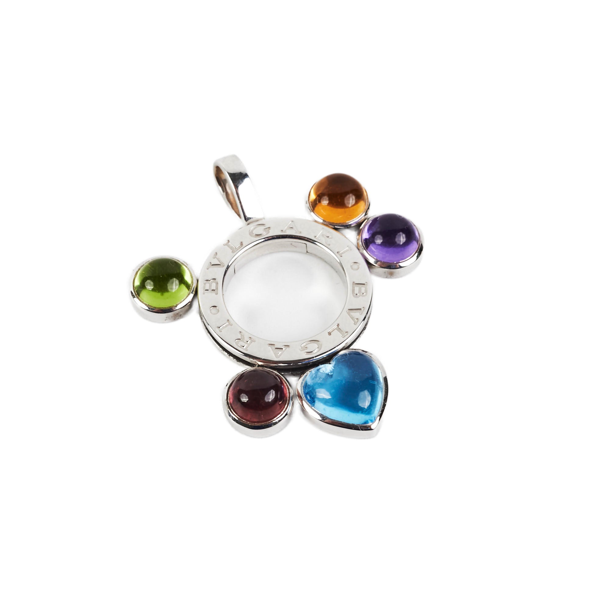 Bvlgari Allegra 18k White Gold Pendant with Multicolor Gemstones - Elegant Jewelry for Women, Perfect for Parties, Weddings & Special Occasions