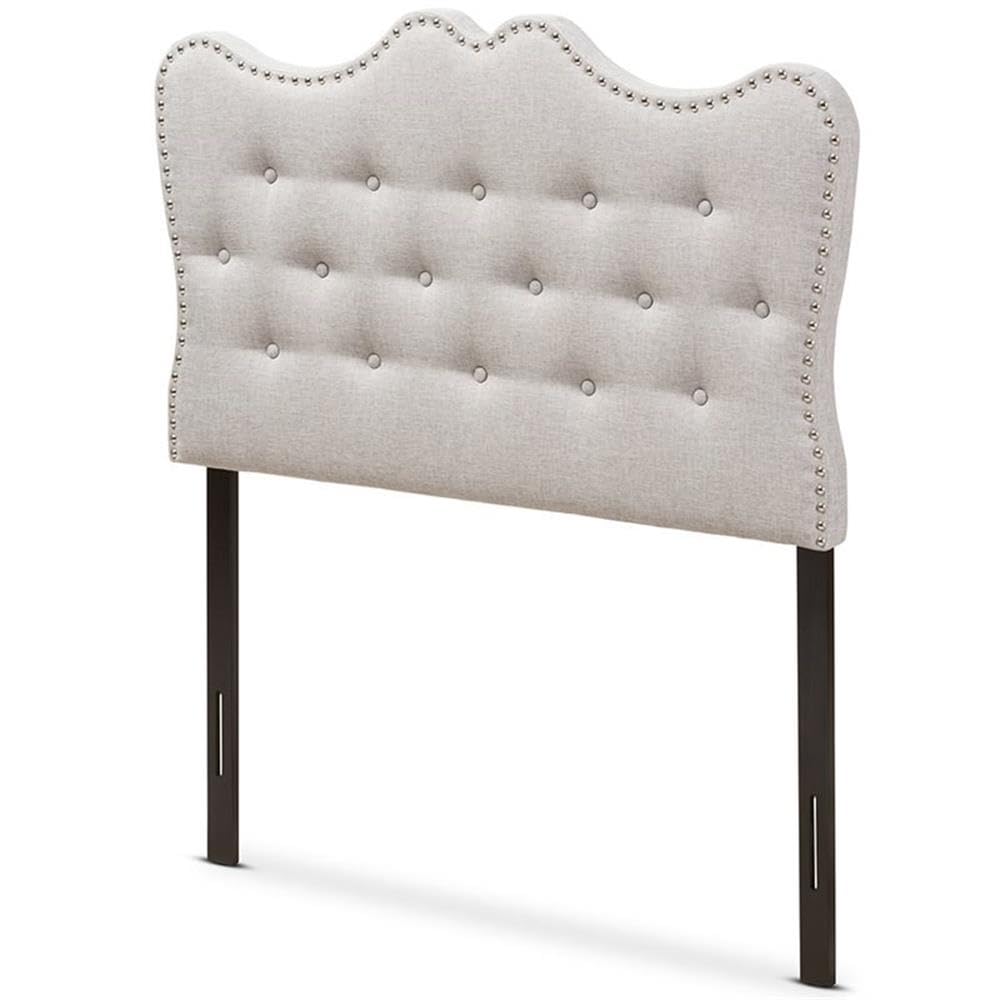 Baxton Studio Emma Tufted Twin Panel Headboard - Grayish Beige Upholstered Bed Frame Headboard for Bedroom Decor | Perfect for Modern, Contemporary & Farmhouse Style Bedrooms
