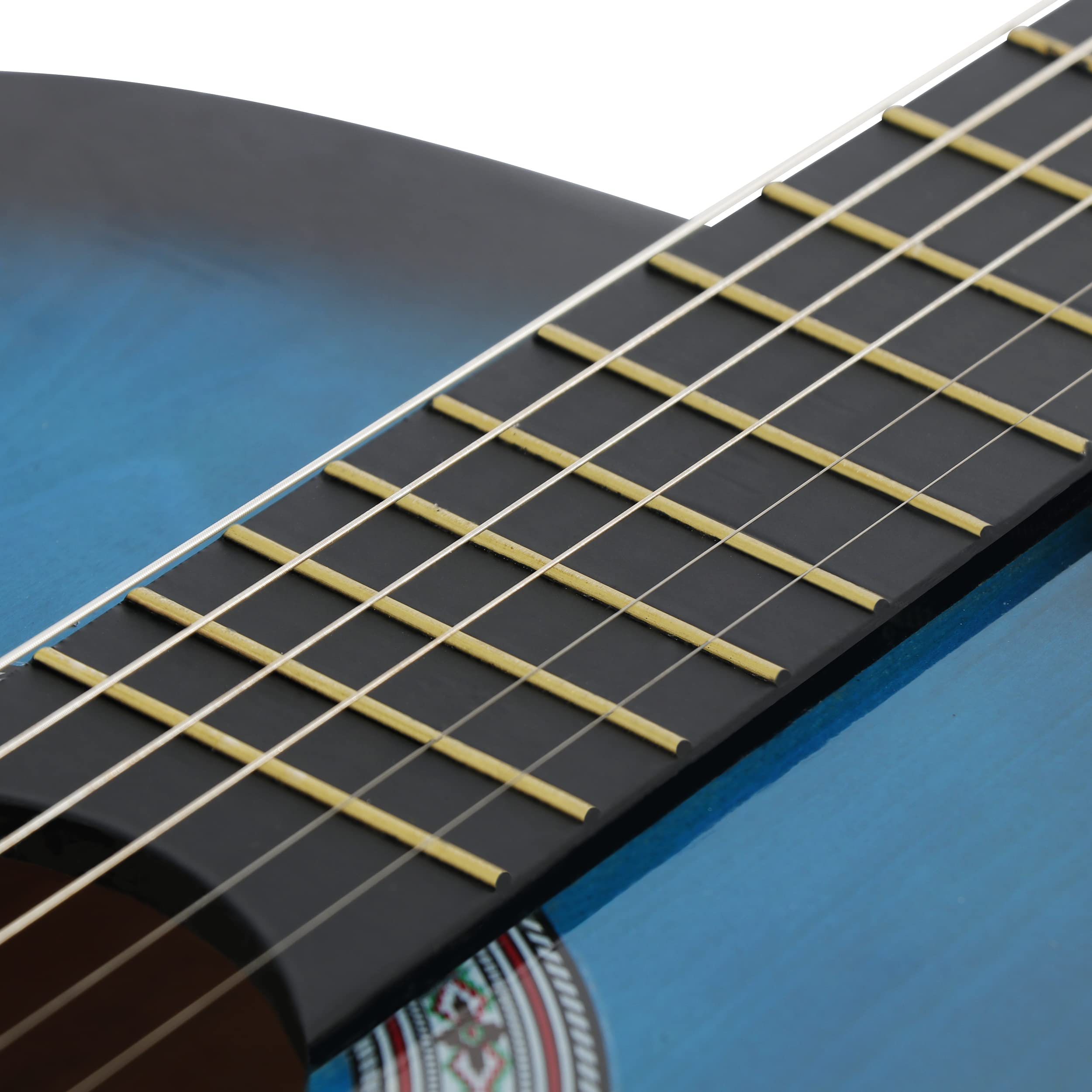 38-inch Kids Beginner Wood Acoustic Guitar Right-Handed with Pitch Pipe, Gig Bag, Extra Nylon Strings & Pick - Perfect for Kids, Girls, Boys & Beginners (Blue) - Ideal for Music Lessons, Home Practice & Gift Giving
