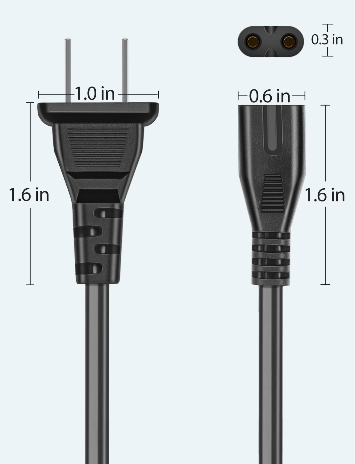Xbox One S/X, Xbox Series X/S, PS5, PS4, PS3, PS4 Slim, PSP, PSV Replacement AC Power Cord - 3 Feet (2-Pack) - Perfect for Gaming Consoles & Home Entertainment Setup