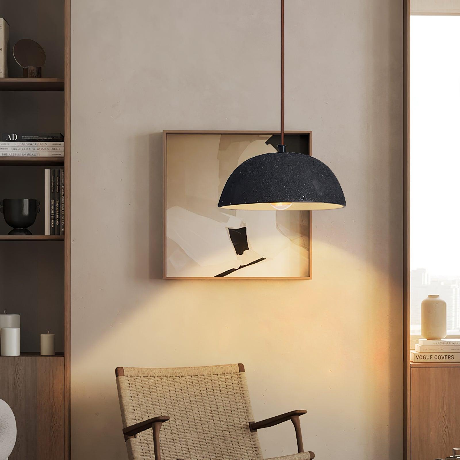 Black Arch Ceramic Pendant Lamp - Modern Handmade Hanging Light Fixture for Living Room, Bedroom, or Dining Area Decoration