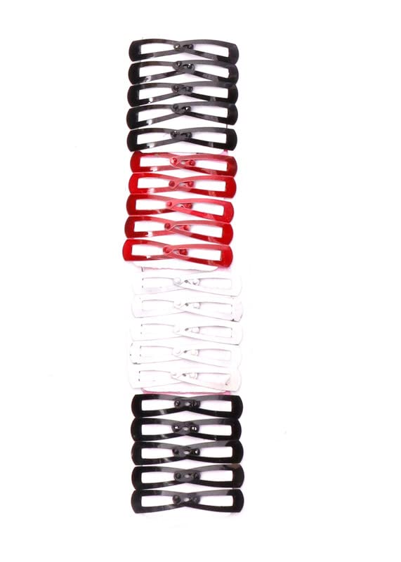 NAVMAV 40Pcs Snap Hair Clips - No Slip Metal Barrettes for Styling | Hair Accessories for Toddlers, Girls, Teens & Women (Red, White, Black) | Perfect for School, Work, Parties & Everyday Hairstyles