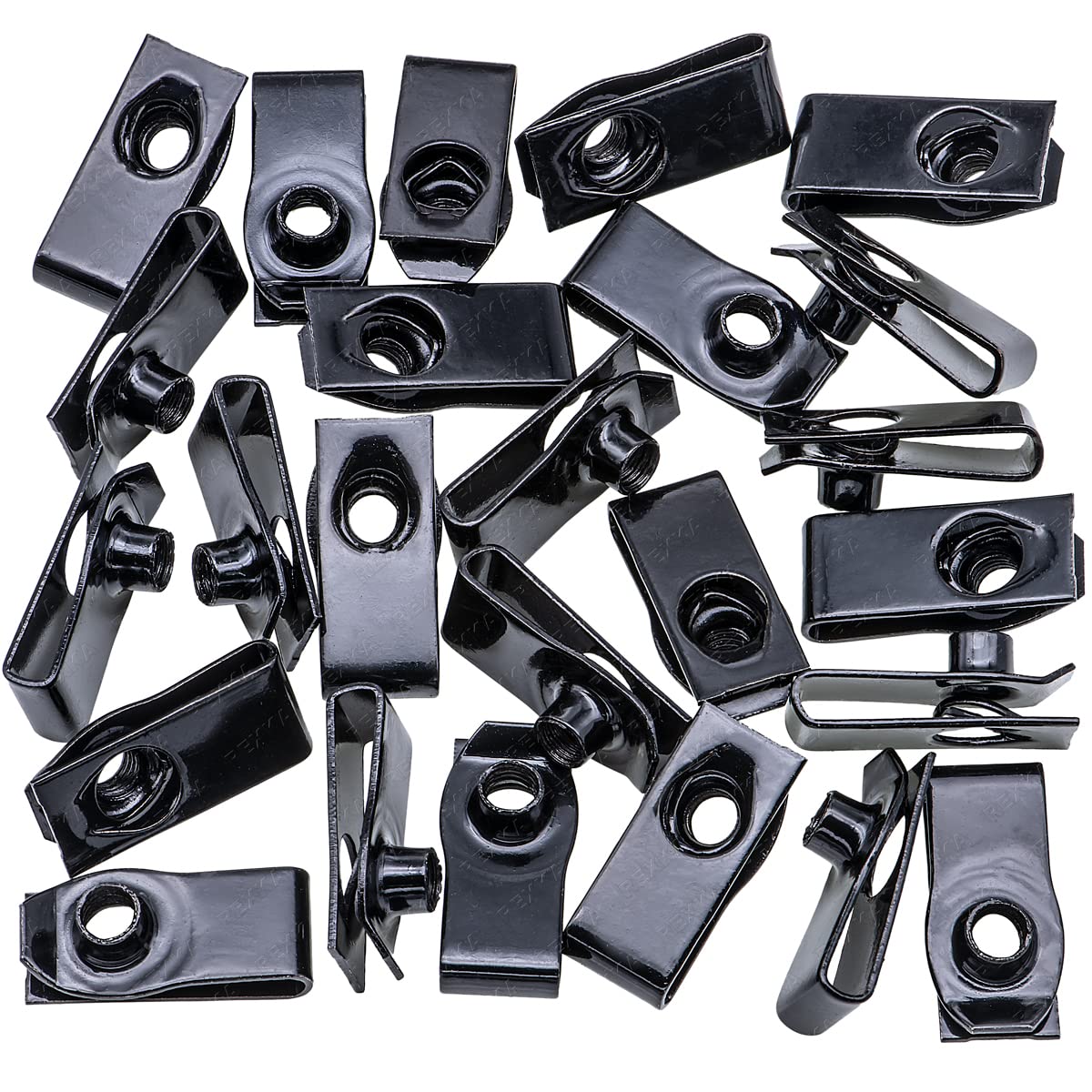 Rexka 25pcs M6-1.0 Front Bumper Cover Splash Shield Grill Extruded U Nuts - Compatible with GM 11609385 for Chevy Silverado, GMC Sierra, Trucks, SUVs & Pickups - Heavy Duty Auto Fasteners for DIY Repair & Off-Road Maintenance - Ideal for Bumper Replacement, Underbody Protection & Vehicle Upgrades - Perfect for Home Mechanics, Auto Shops & Off-Road Enthusiasts